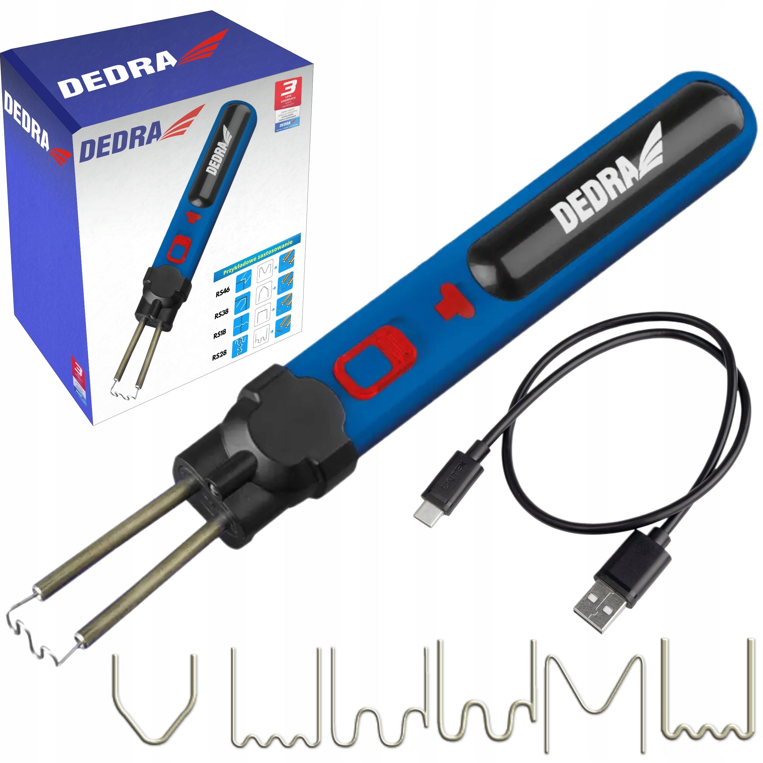 DEDRA WELDER PLASTIC WELDING MACHINE 4V 550°C USB-C Staples 300pcs
