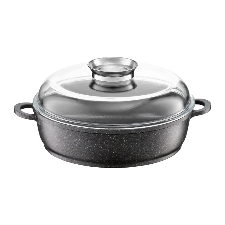 DEEP FRYING PAN AMBITION LUSSO 28 CM 4,2L WITH LID AROMAKNOB QUALUM BASIC