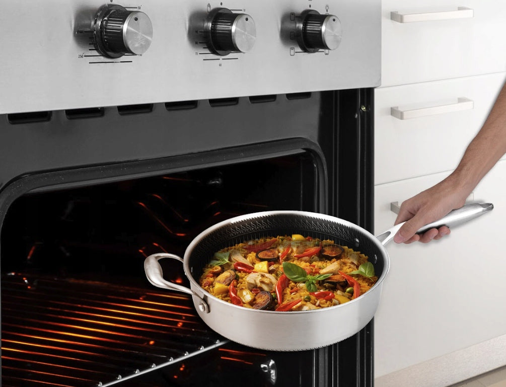 DEEP FRYING PAN MADE OF NUTRICHEF STEEL LID 28CM Packaging status original