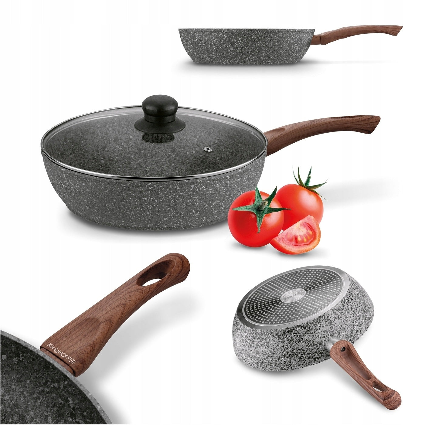 DEEP Granite PAN with LID Marbled Konighoffer Venga 28x7cm