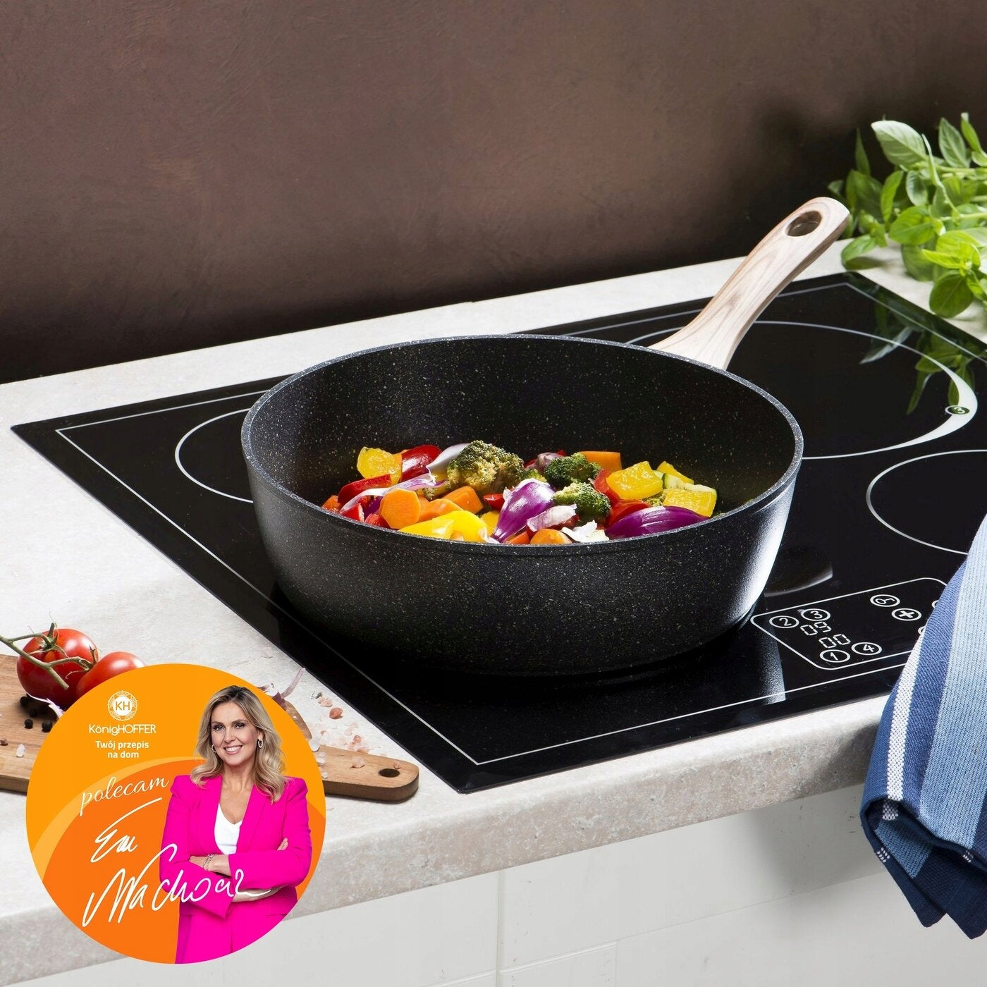 DEEP PAN LID Granite Marble KonigHOFFER Pescado 28 cm Brand Konighoffer
