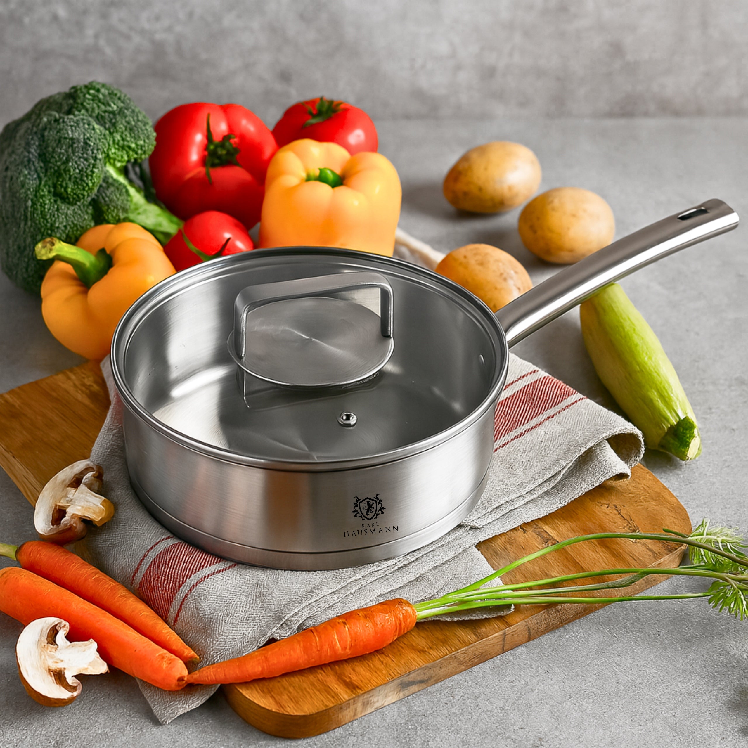 DEEP STEEL PAN WITH LID FOR FRYING GASTRO 24CM INDUCTION GAS EAN (GTIN) 5905155034748