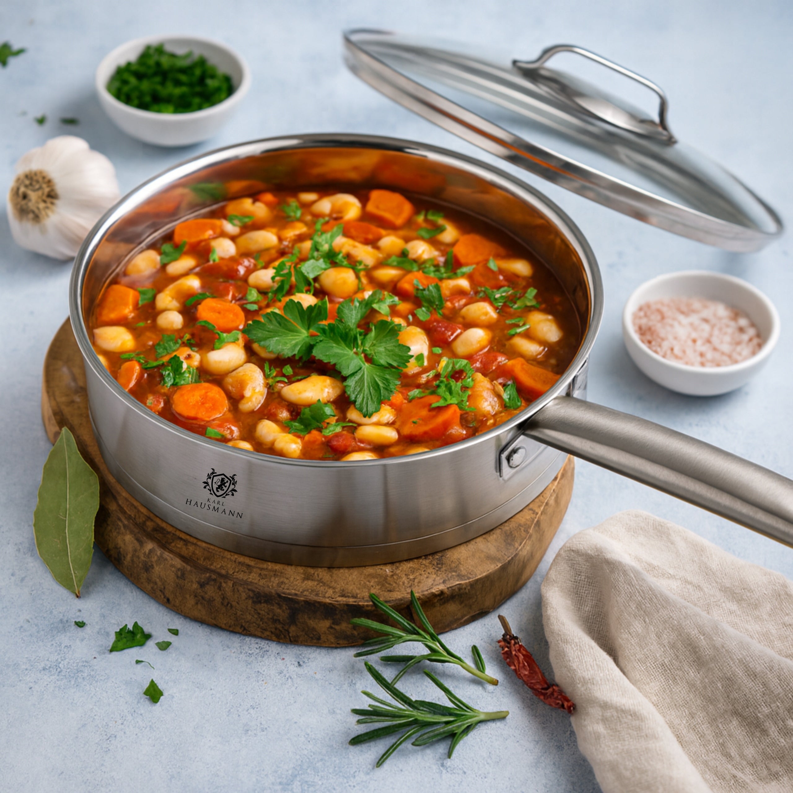 DEEP STEEL PAN WITH LID FOR FRYING GASTRO 24CM INDUCTION GAS Manufacturer code 5905155034748