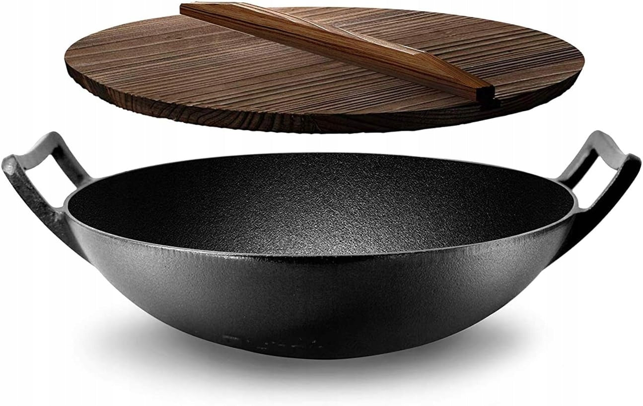 DEEP WOK 5.8L FOR HIGH-FIRE FRYING DURABLE CAST IRON NUTRICHEF