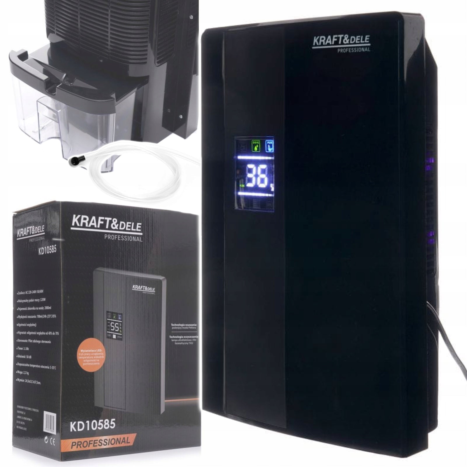 DEHUMIDIFIER MOISTURE ABSORBER 120W REMOTE CONTROL 2000ml LED DISPLAY