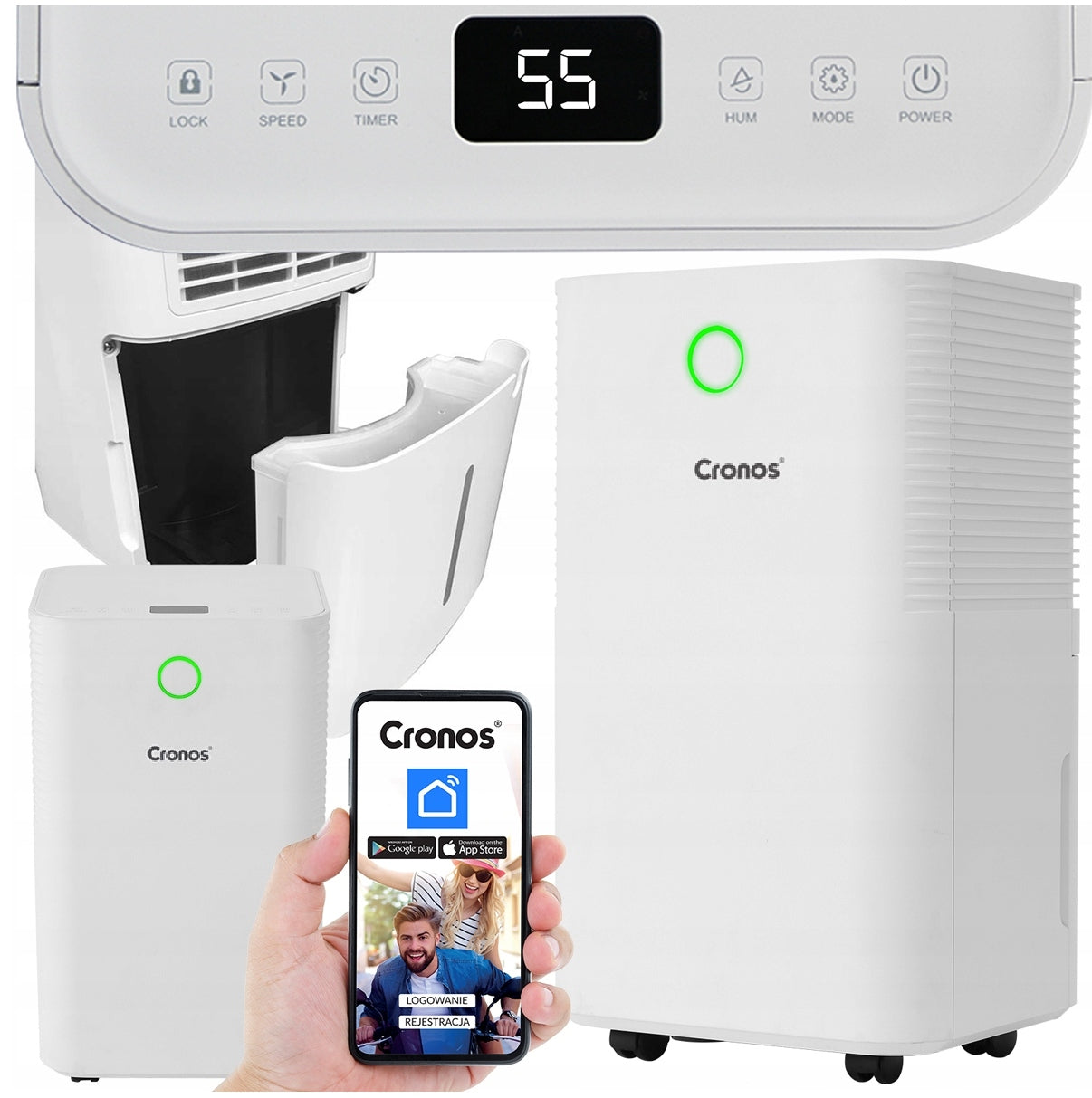 DEHUMIDIFIER MOISTURE ABSORBER 12L/24h WiFi TIMER HIGROSTAT PREMIUM