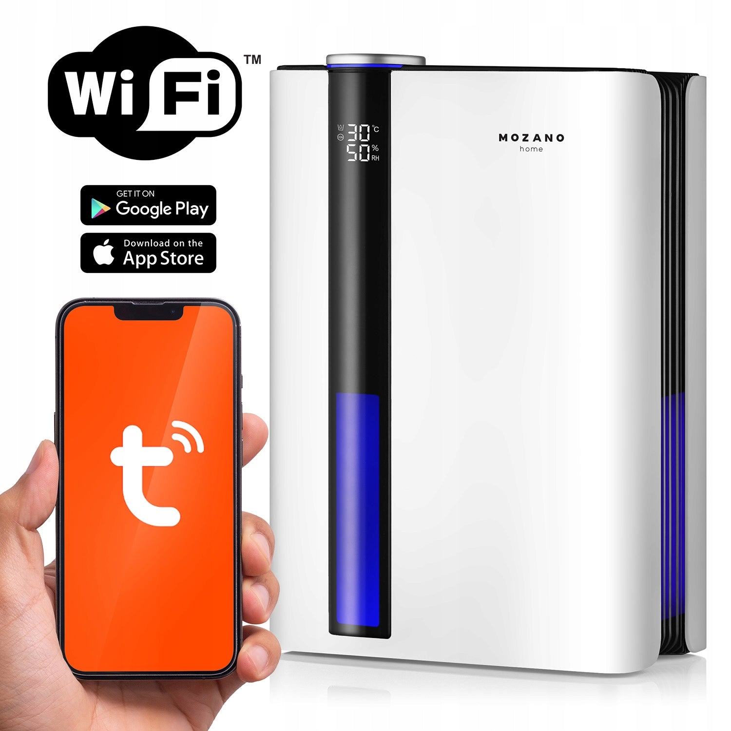 DEHUMIDIFIER MOISTURE ABSORBER 2 FILTERS PURIFIER 2,5L WIFI 60W Brand Mozano