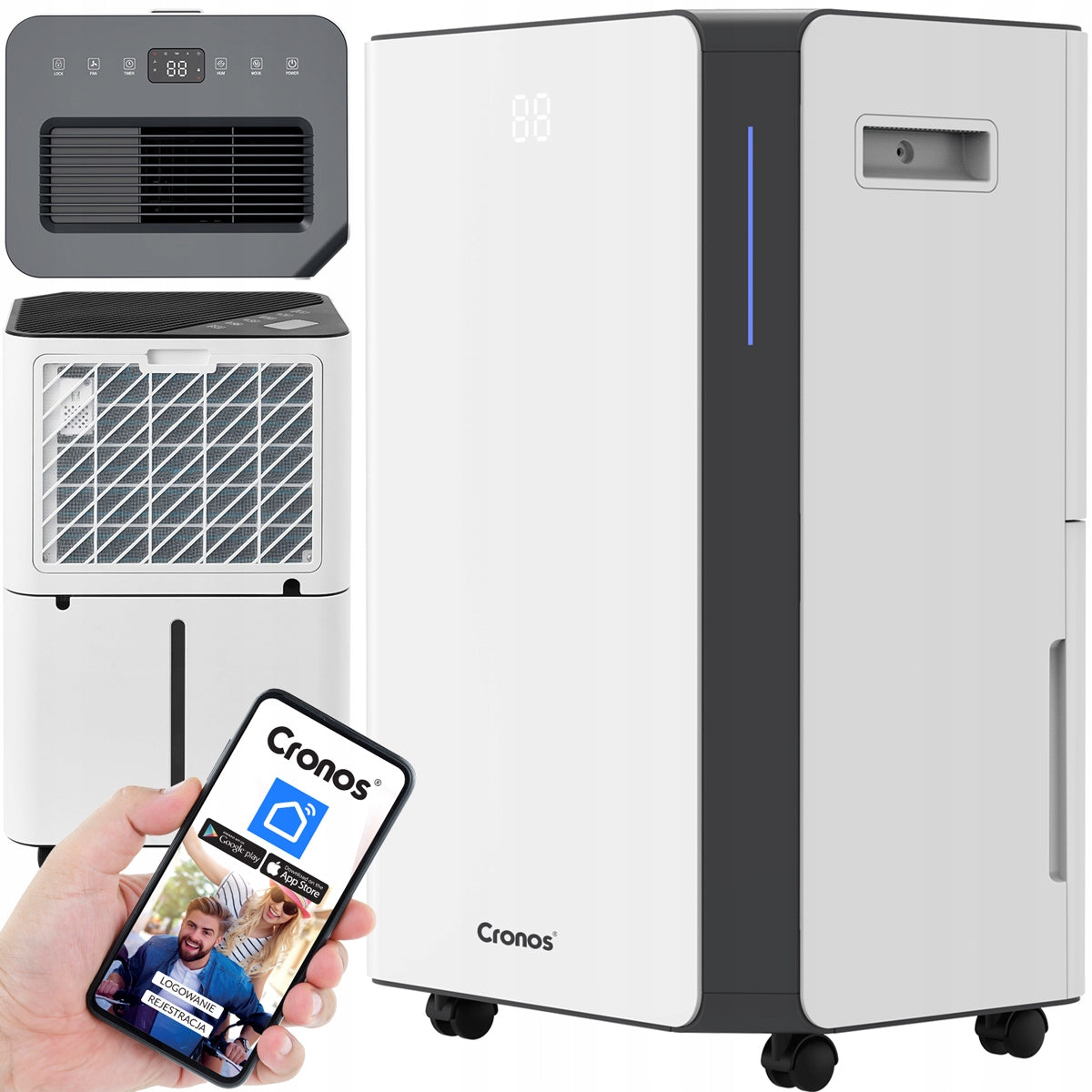 DEHUMIDIFIER MOISTURE ABSORBER 20L / 24h + WiFi + TIMER + HYGROSTAT