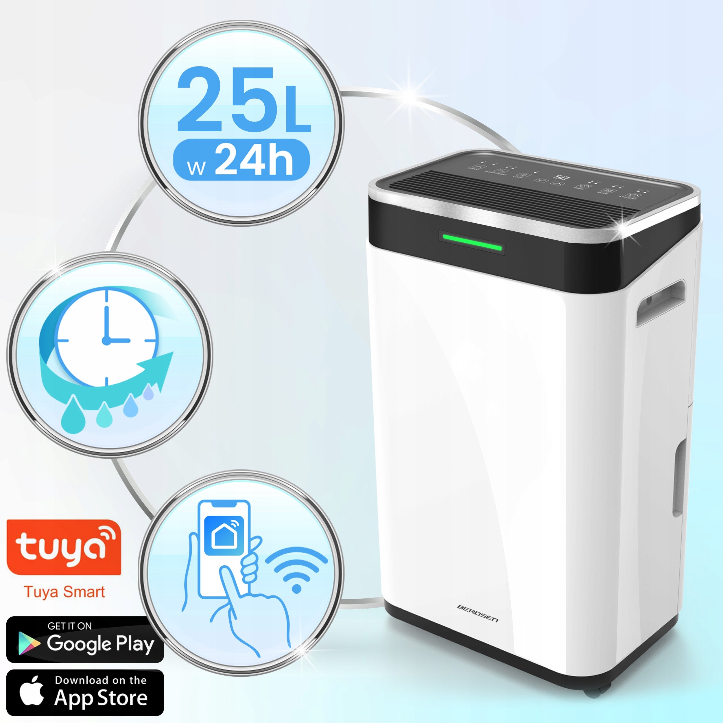 DEHUMIDIFIER MOISTURE ABSORBER 25L/24H HYGROSTAT TIMER WI-FI TUYA Packaging status original