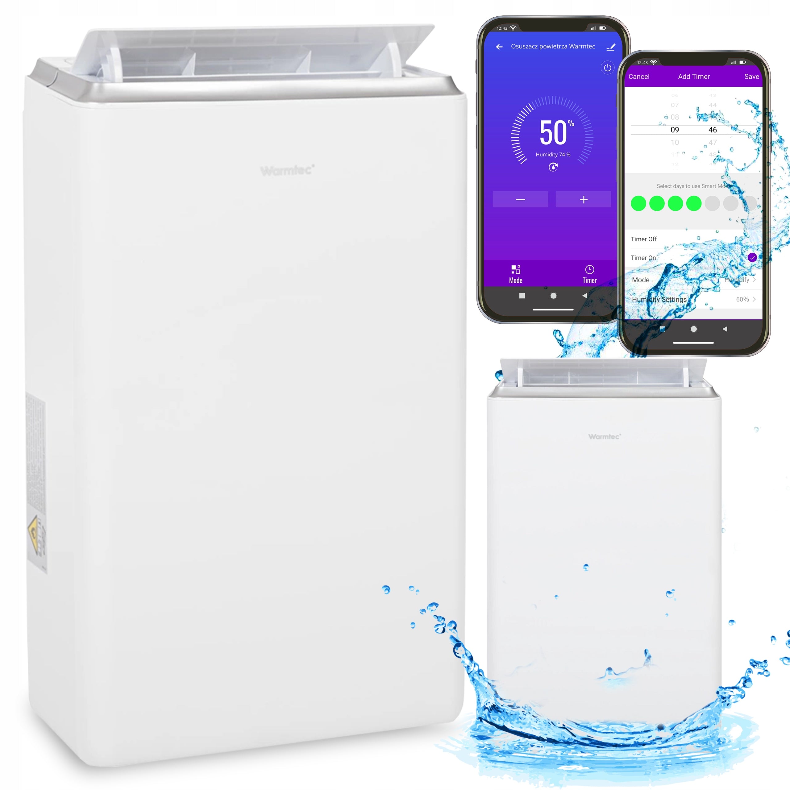 DEHUMIDIFIER MOISTURE ABSORBER FOR HOME OFFICE WARMTEC ODT-20 + WiFi
