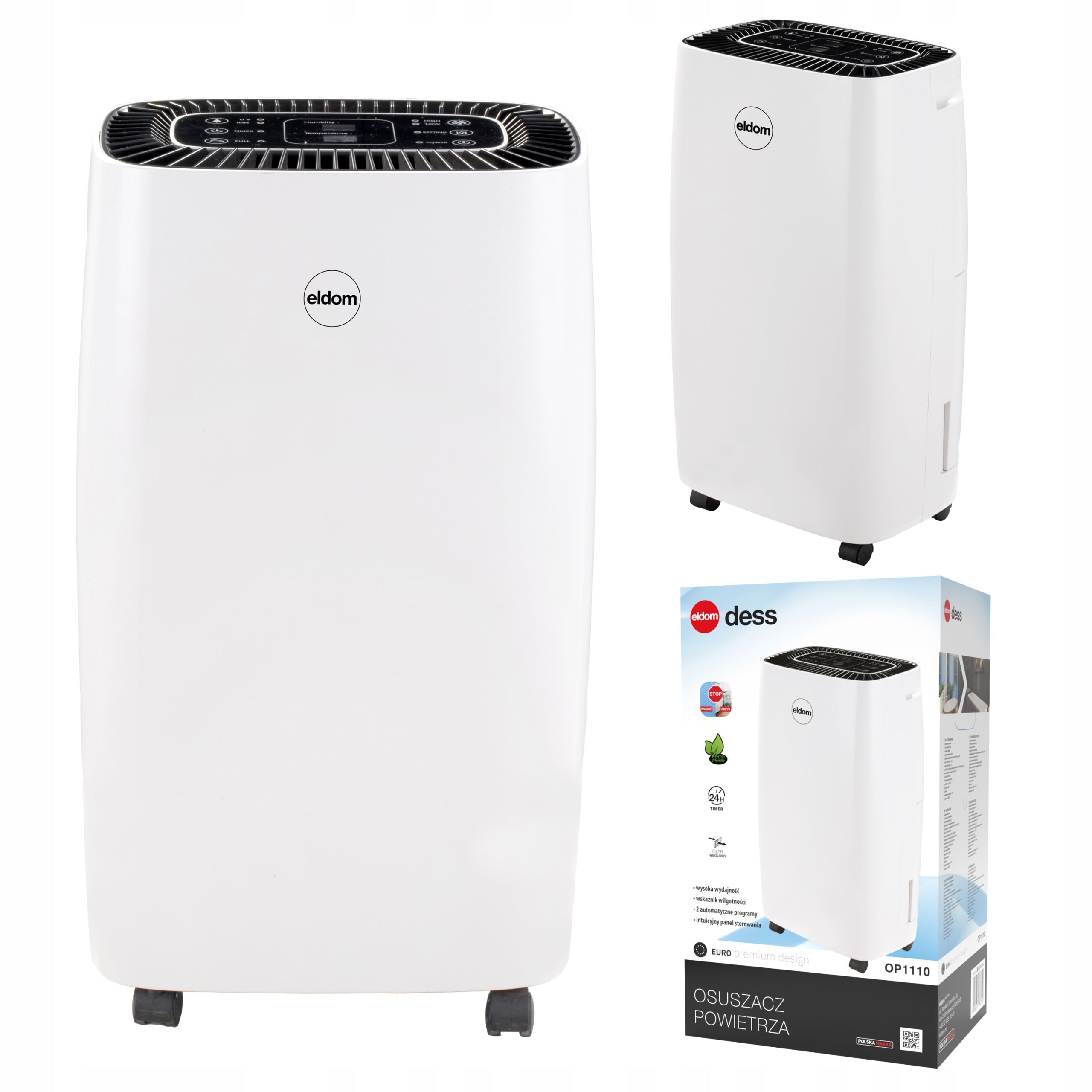 DEHUMIDIFIER MOISTURE ABSORBER PURIFIER 10L/24H TIMER HYGROSTAT