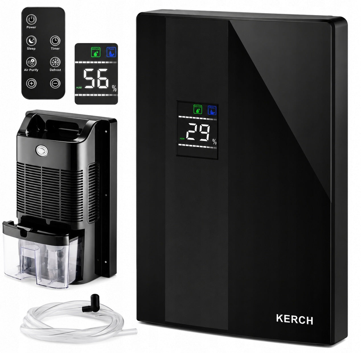 DEHUMIDIFIER MOISTURE ABSORBER PURIFIER KERCH CLEAR BLACK 90W