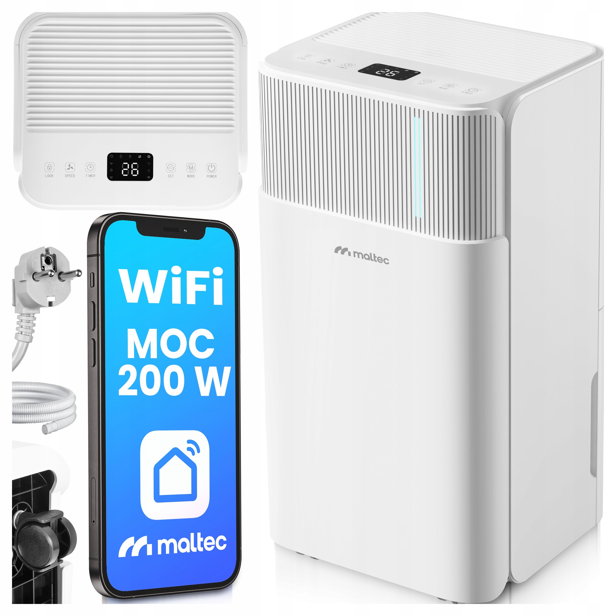 DEHUMIDIFIER MOISTURE ABSORBER QUIET WiFi TIMER HYGROSTAT 12L/24H
