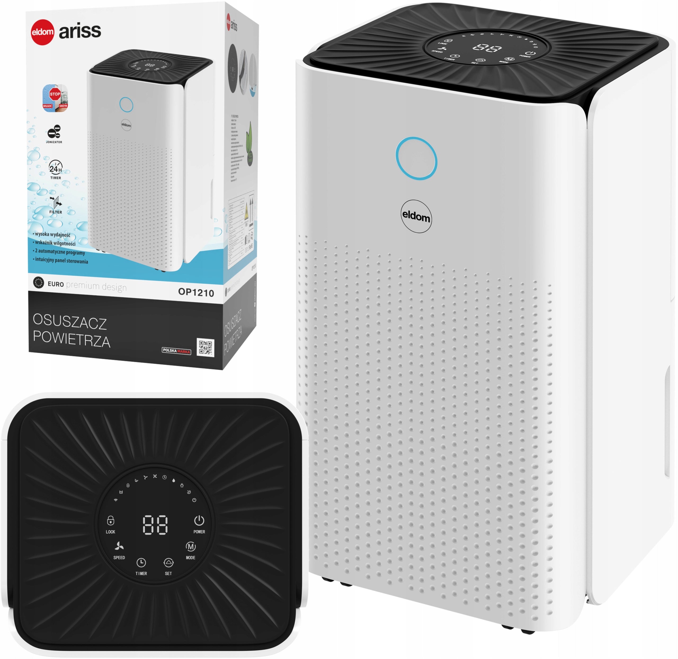 DEHUMIDIFIER MOISTURE ABSORBER STRONG 200W 12 l/24 h TIMER HYGROSTAT