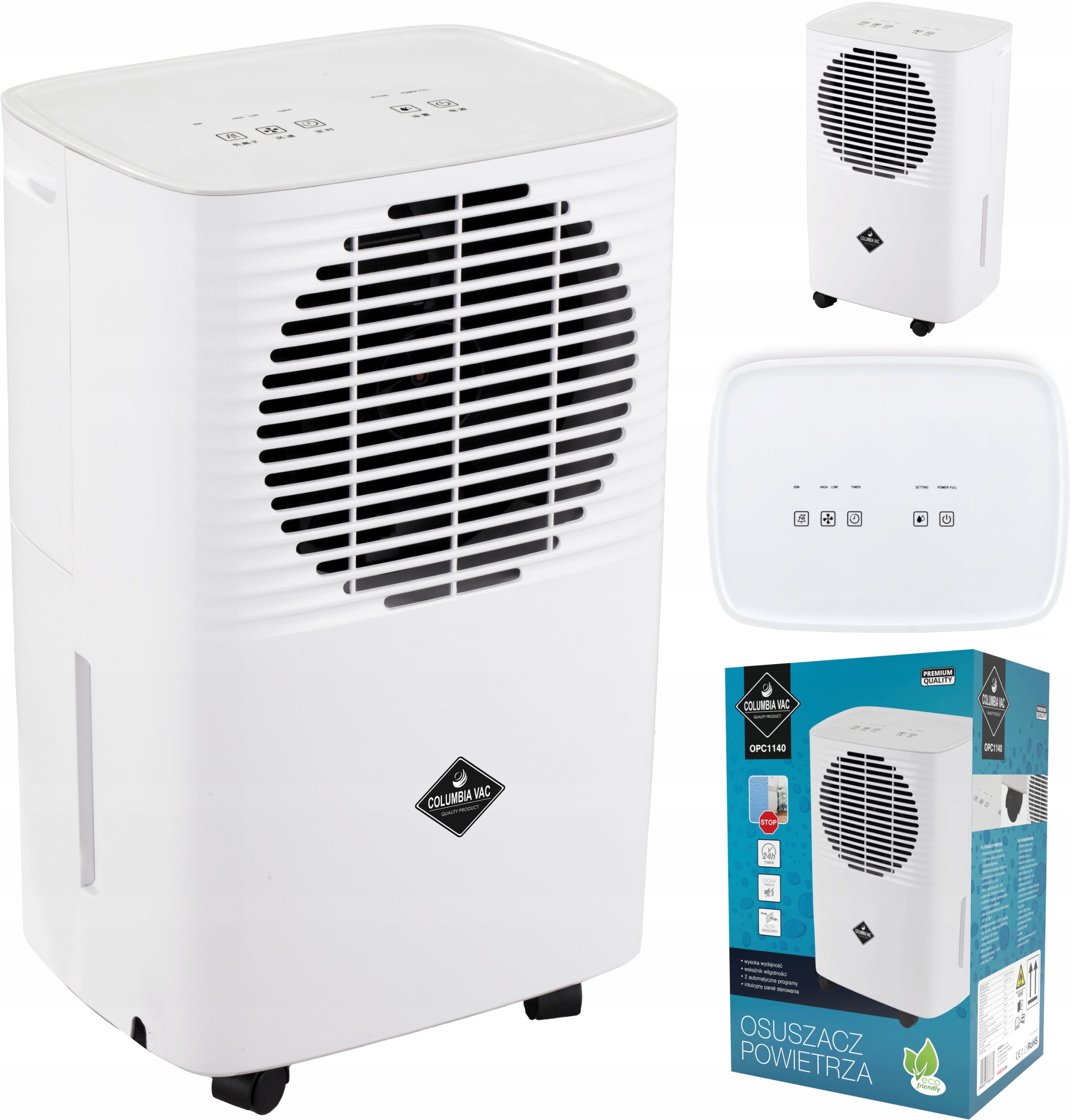 DEHUMIDIFIER MOISTURE ABSORBER STRONG 205W 10 l/24 h TIMER HYGROSTAT