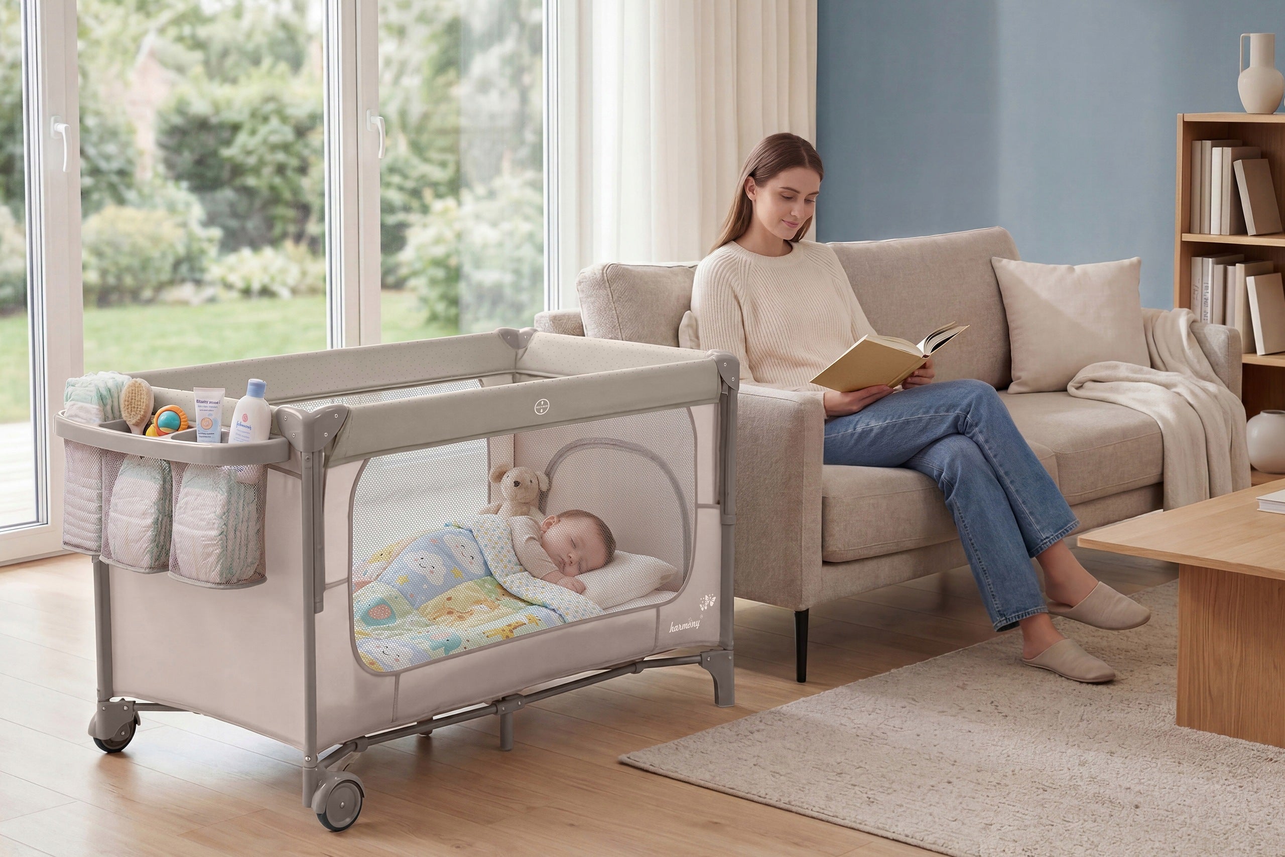 DELUXE TWO-LEVEL FOLDING TRAVEL COT + CHANGING TABLE AND ORGANIZER Manufacturer code 5905226126587