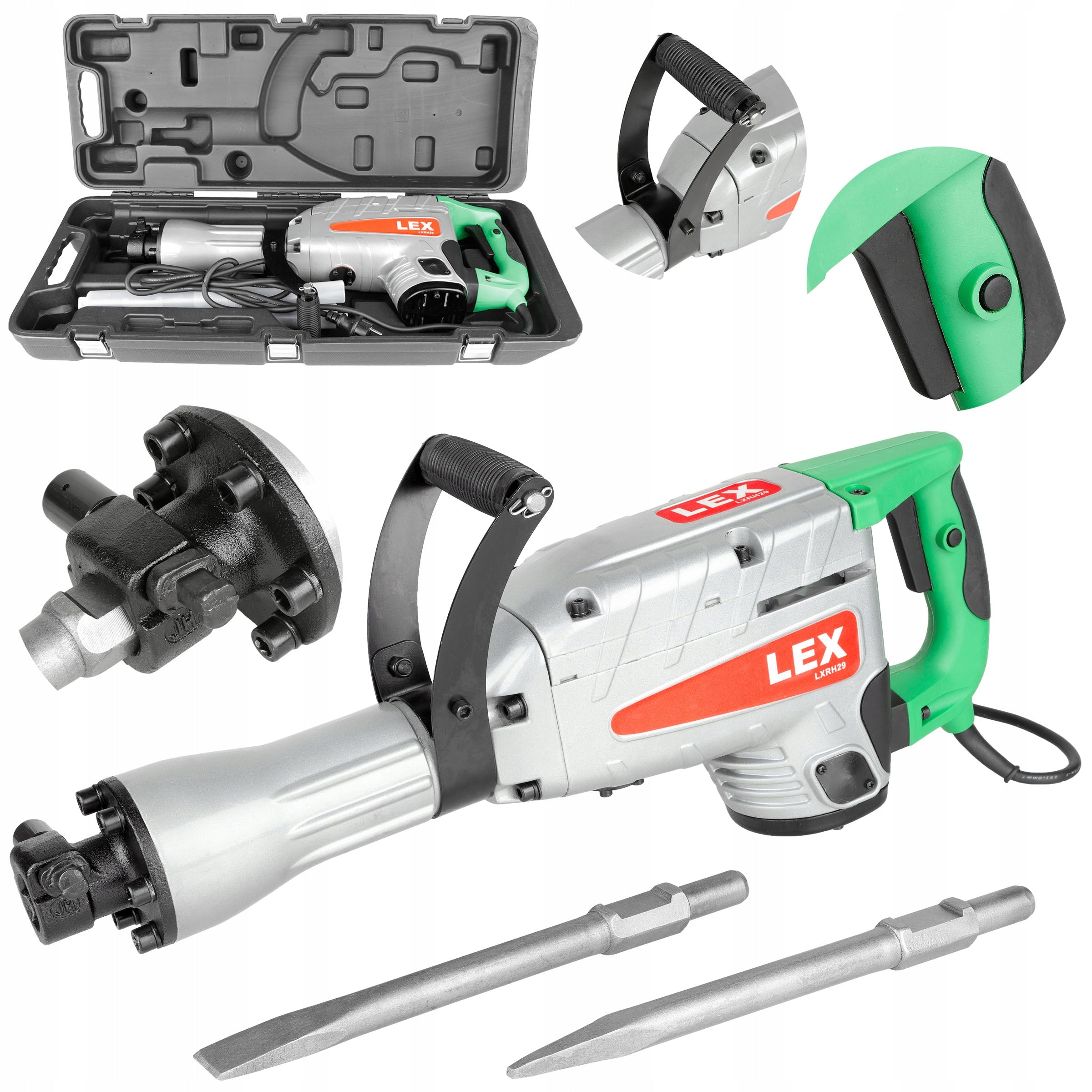DEMOLITION HAMMER IMPACT HAMMER FORGING HEX 55J CHISEL INCLUDED SUITCASE SDS