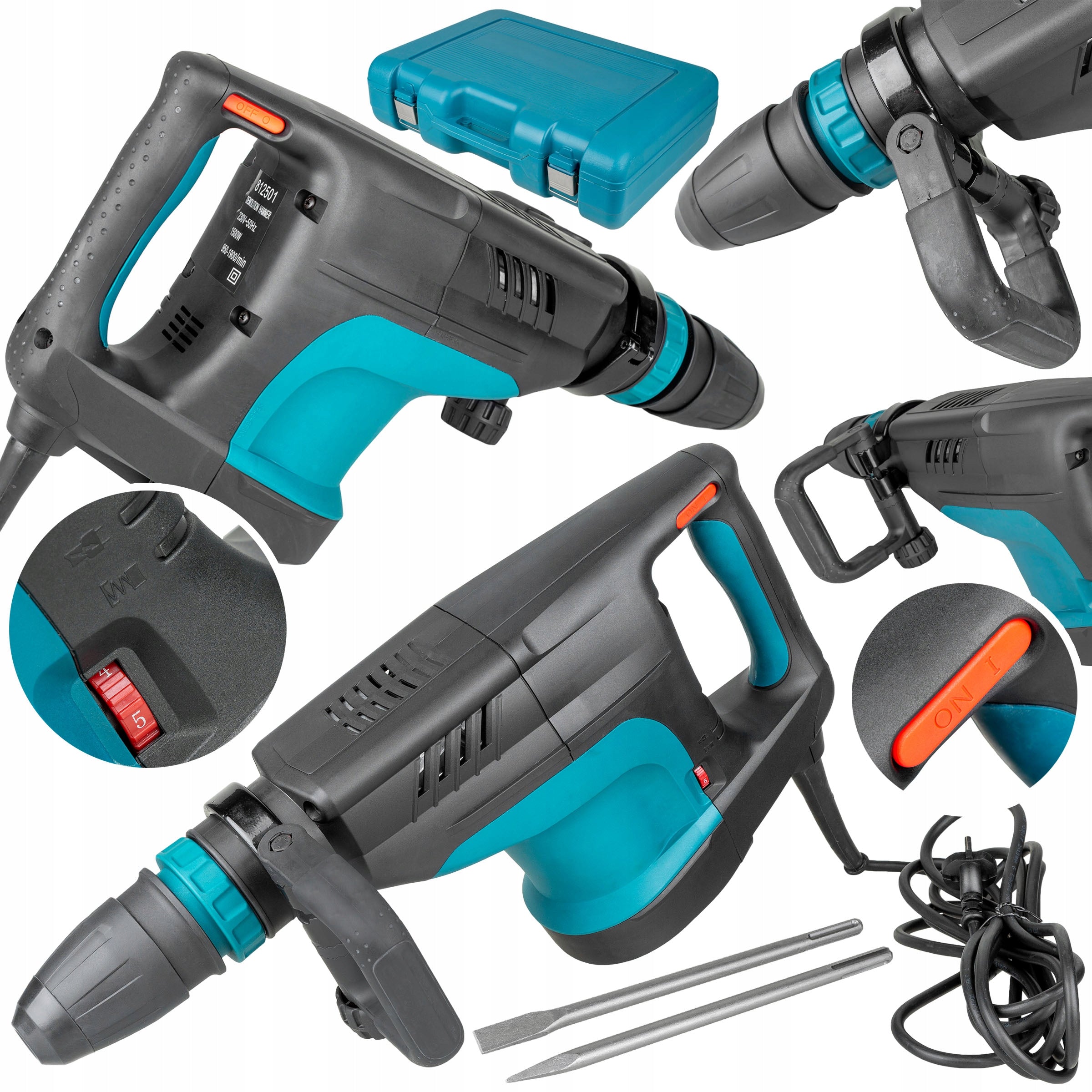 DEMOLITION HAMMER IMPACT HAMMER FORGING HEX 60J CHISEL INCLUDED SUITCASE SDS