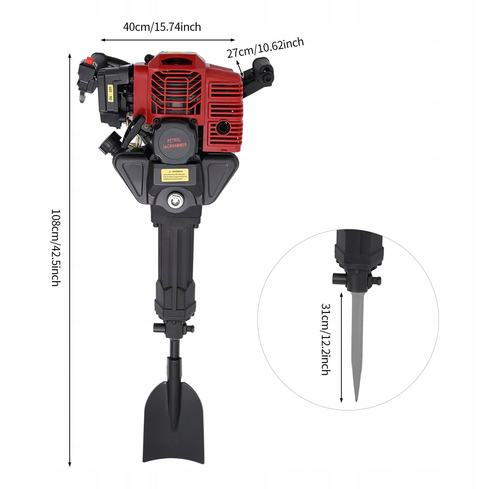 DEMOLITION HAMMER PORTABLE 1900W 2-STROKE ENGINE 20-55J 6500RPM TREE DIGGER Manufacturer code 314091