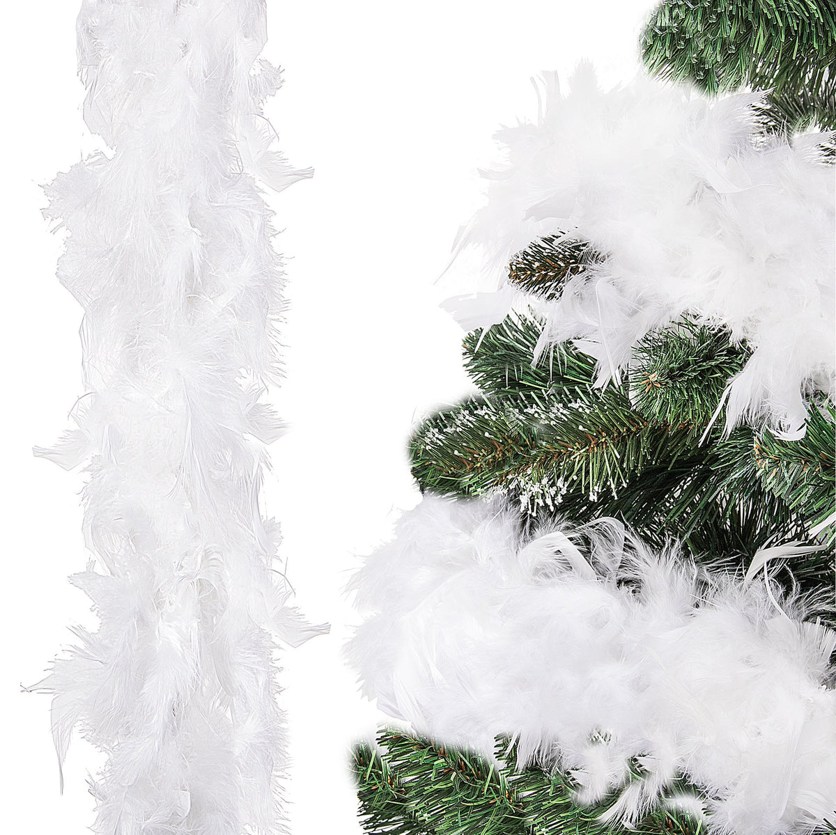 DENSE BOA WITH FEATHERS WHITE CHAIN GARLAND SHAWL FOR CHRISTMAS TREE ORNAMENT 600 cm