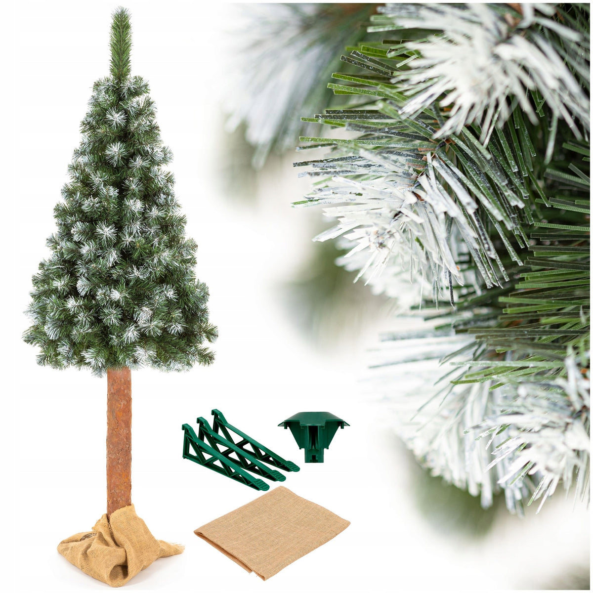 DENSE DIAMOND CHRISTMAS TREE ON TRUNK ARTIFICIAL NATURAL snow-covered 180cm FREEBIE