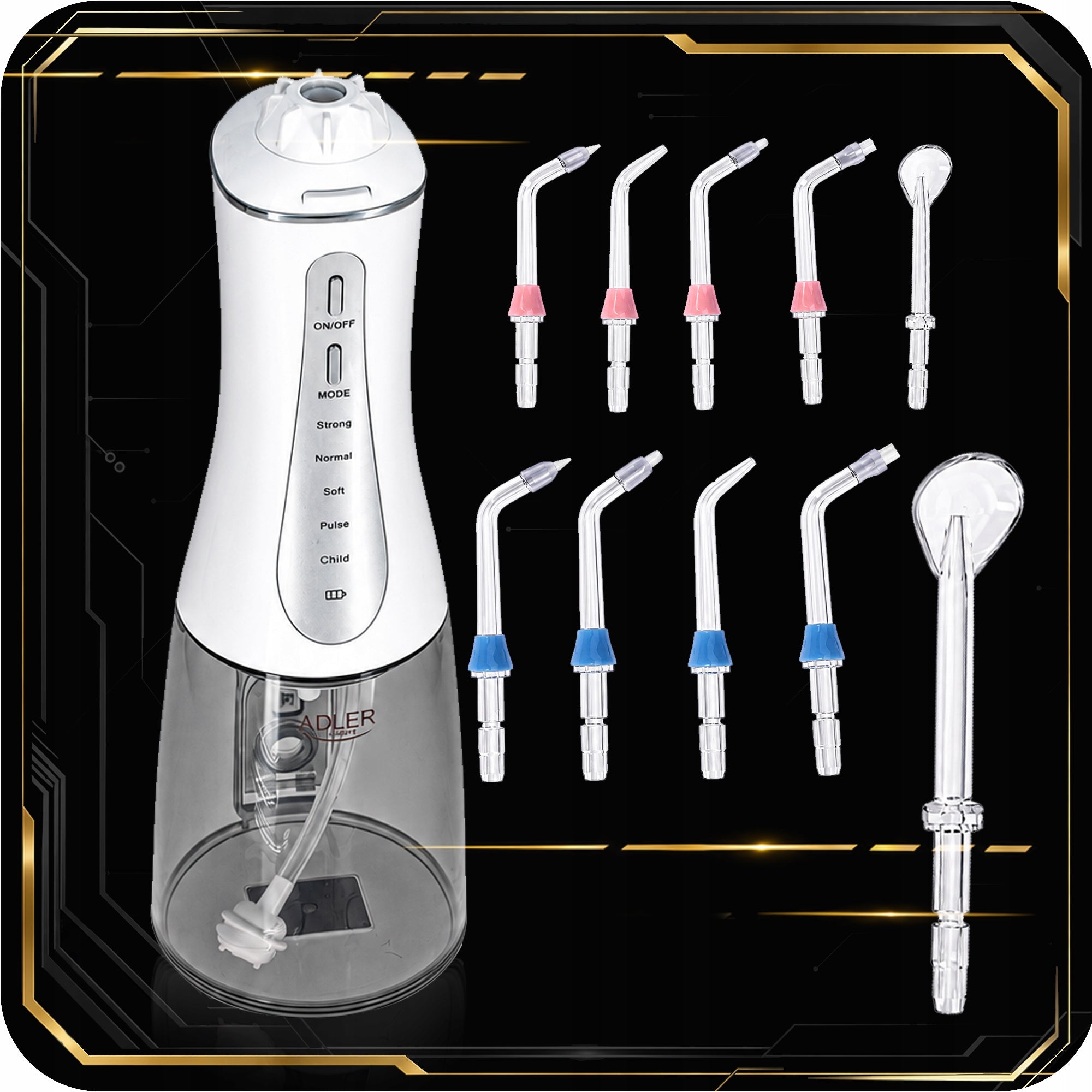 DENTAL IRRIGATOR WIRELESS 5 MODES 10el 10 BAR 2 PEOPLE Brand Adler Europe