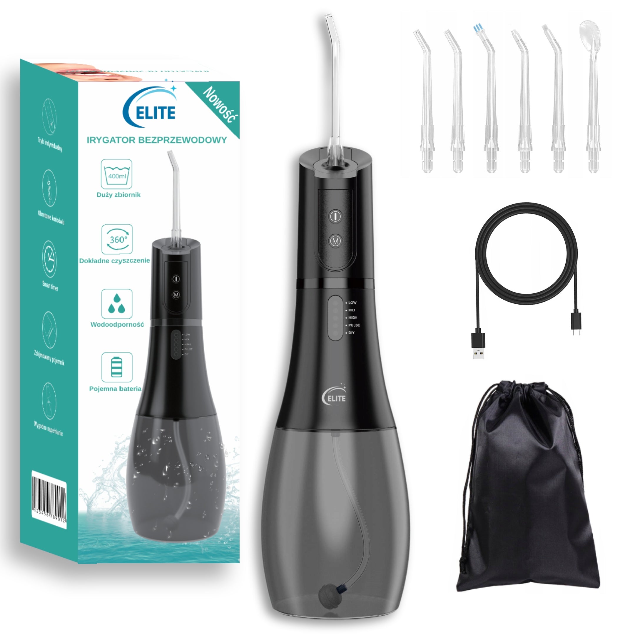 DENTAL IRRIGATOR WIRELESS 5 MODES 400ML STRONG ELITE Power supply rechargeable battery