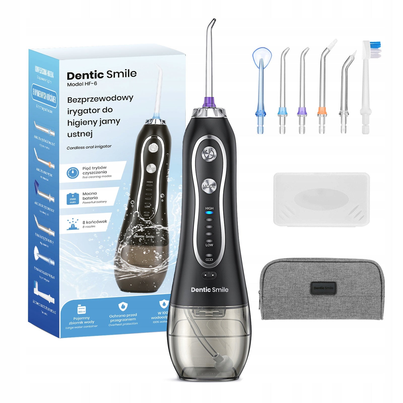 DENTAL WIRELESS IRRIGATOR 5 MODES 8 NOZZLES 300ml 140PSI