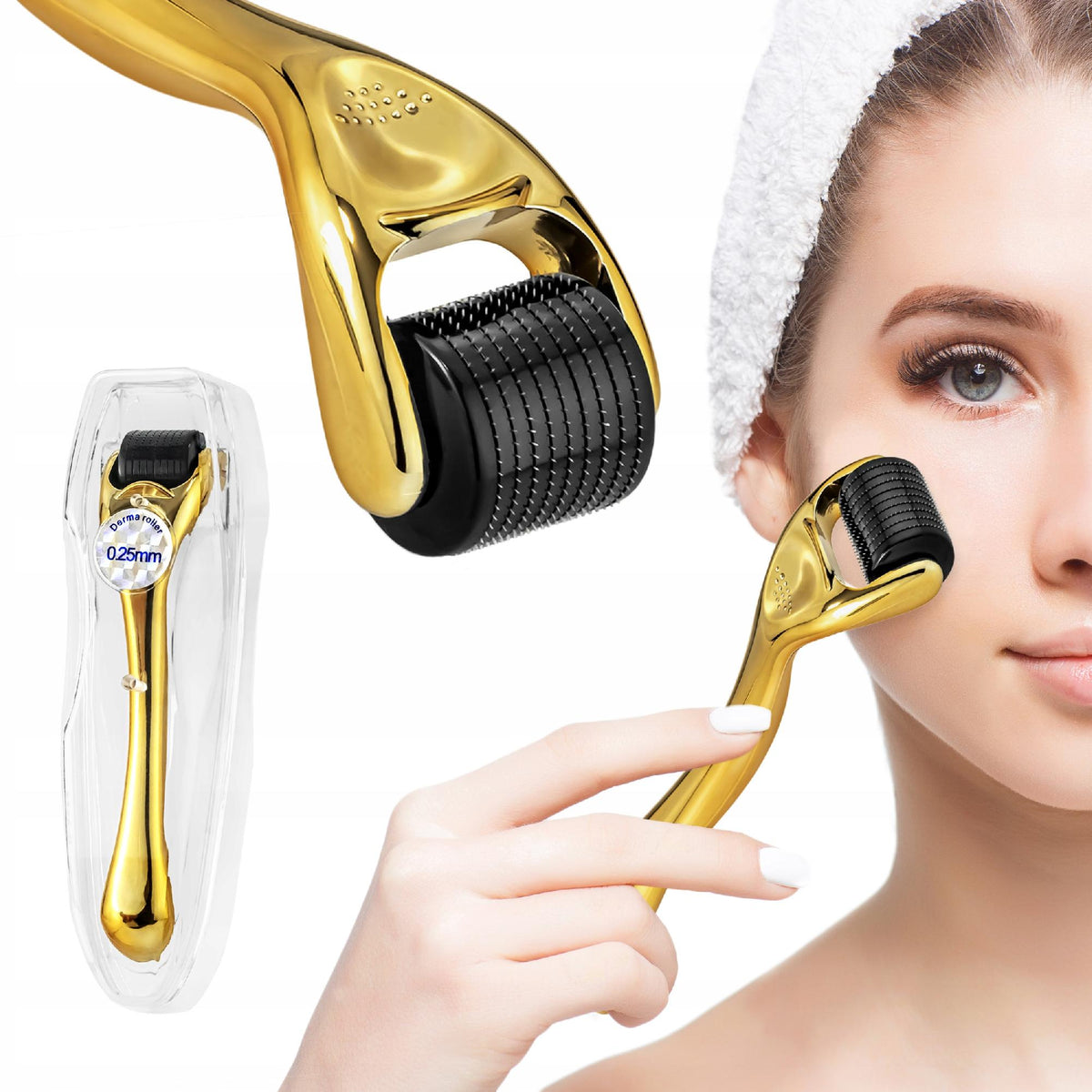DERMA ROLLER cosmetic 0,25 mm mesotherapy GOLD