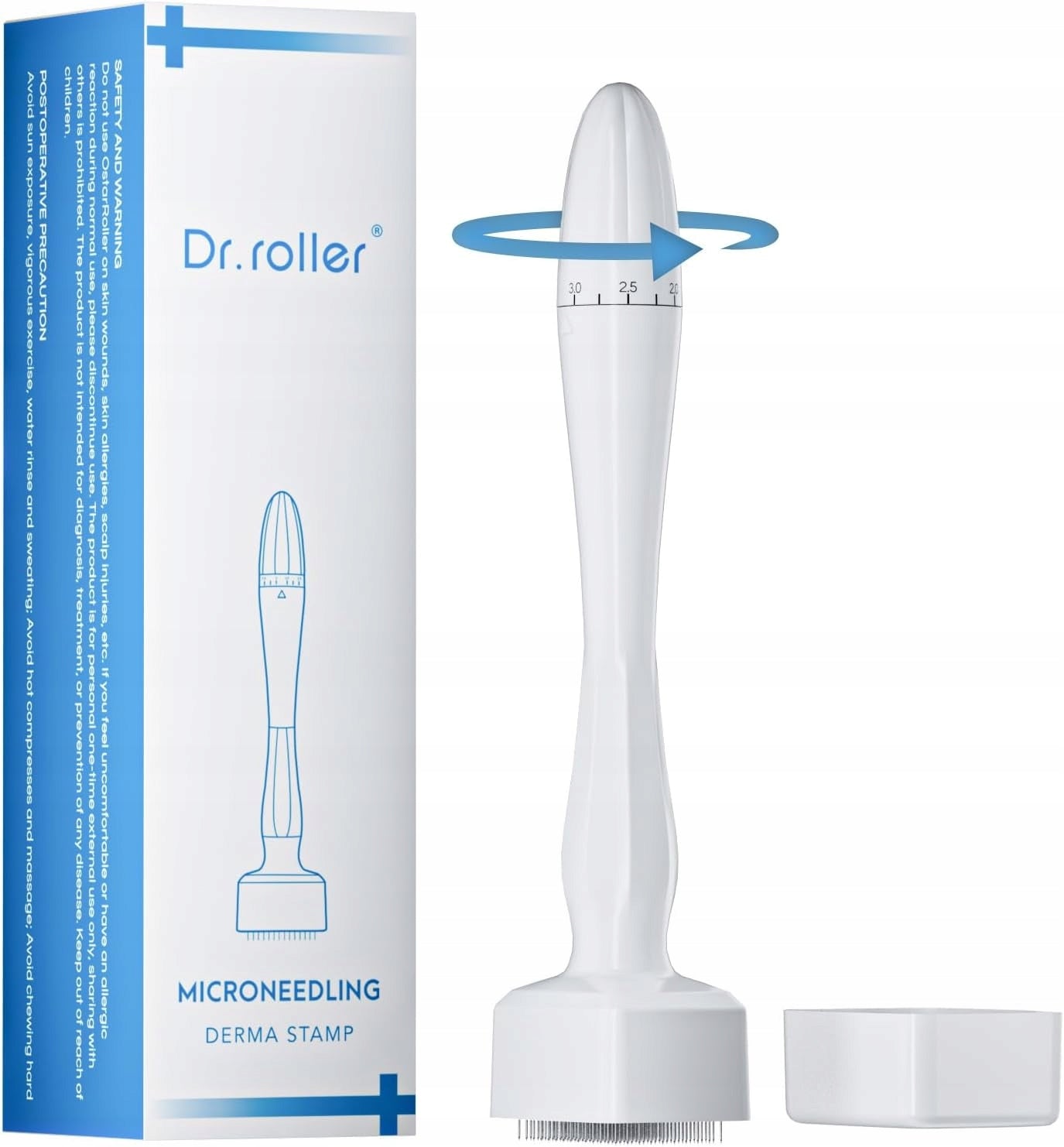 DERMASTAMP FOR MICRONEEDLING ADJUSTABLE 0 TO 3 MM 140 TITANIUM NEEDLES