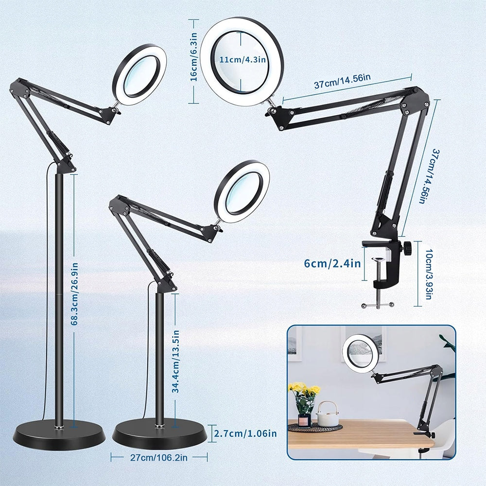 DERMATOLOGICAL COSMETIC LAMP WITH MAGNIFYING GLASS FOR EYELASHES, STANDING LED NAILS Medical device no