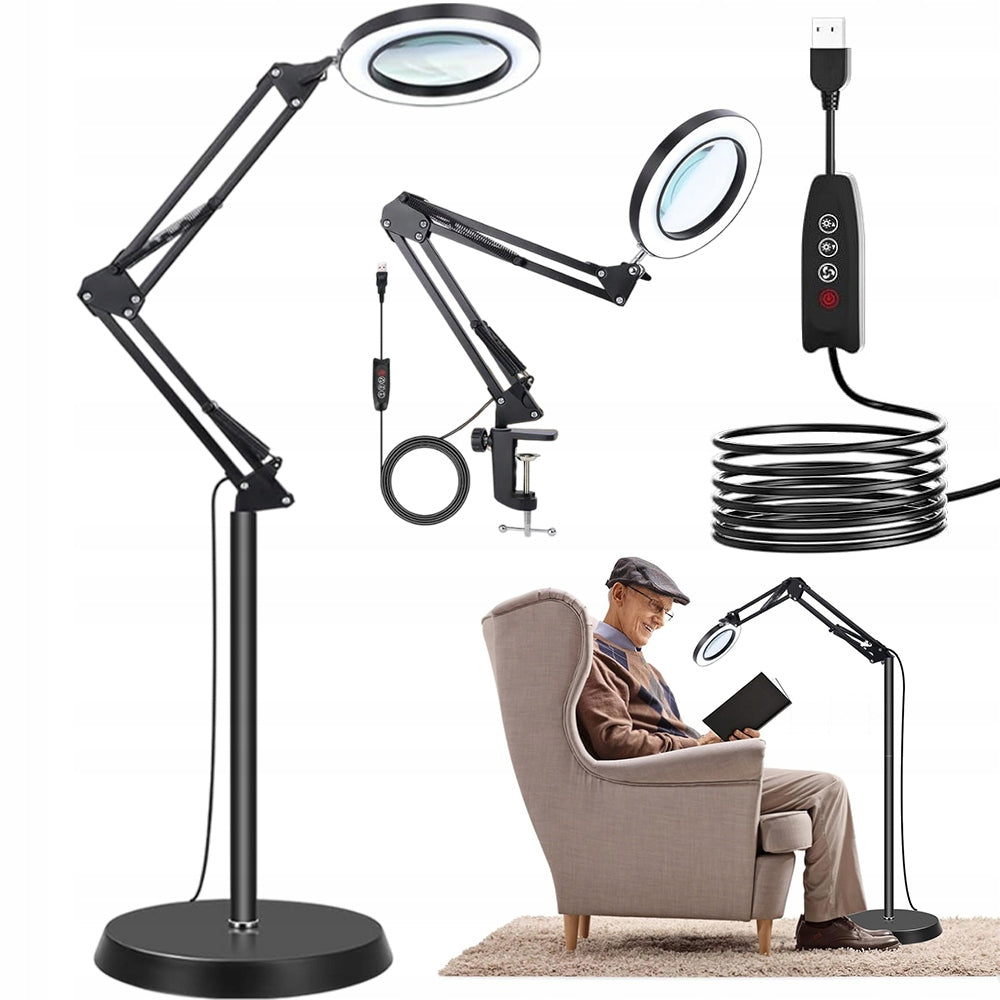 DERMATOLOGICAL COSMETIC LAMP WITH MAGNIFYING GLASS FOR EYELASHES, STANDING LED NAILS