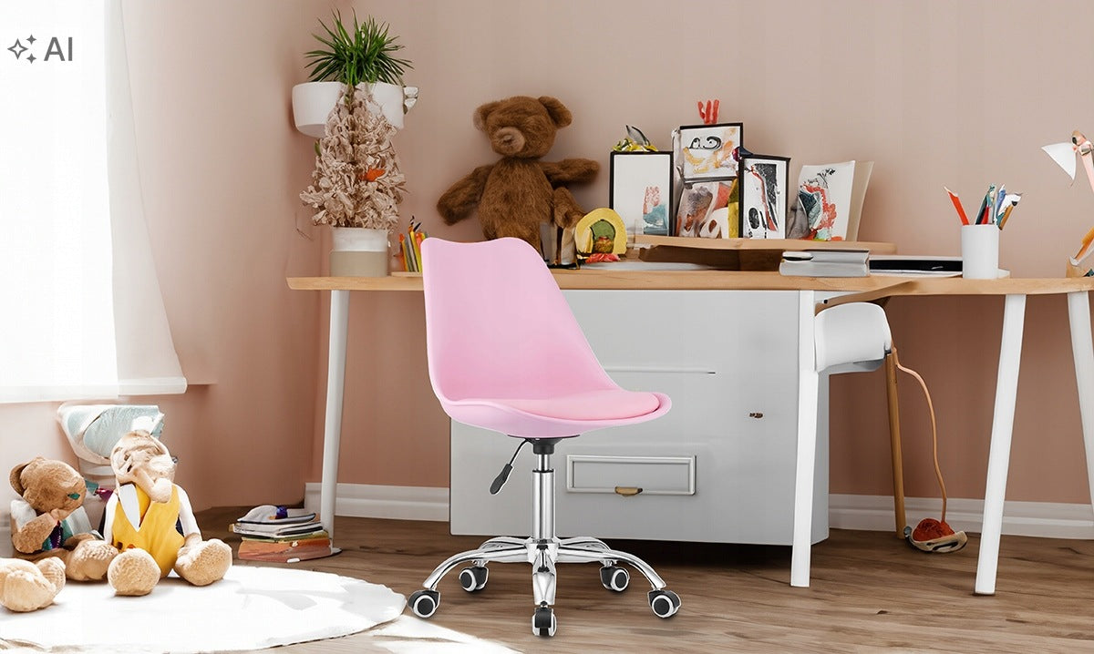 DESK CHAIR MODERN YOUTH SWIVEL CHAIR OFFICE WHEELS ROSES Packaging status original