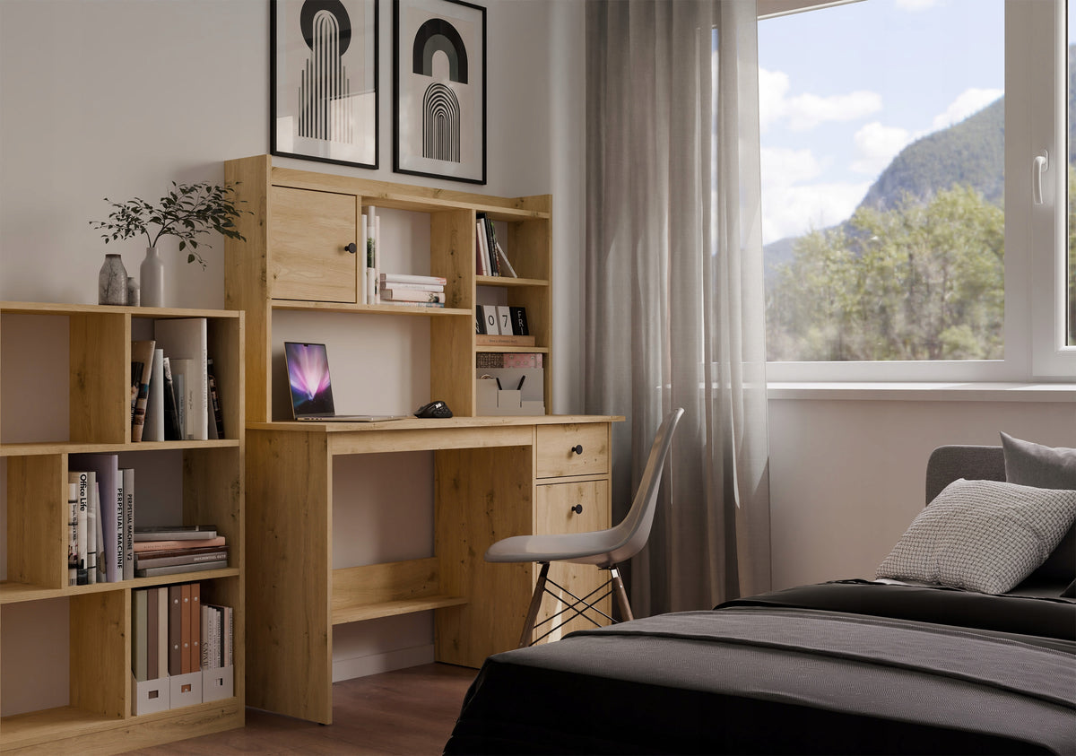DESK CHESTER OAK ARTISAN WITH EXTENSION 1 DRAWER CABINET BOOKCASE FOR ROOM Manufacturer code BIURKO CHESTER ARTISAN +NDST 120
