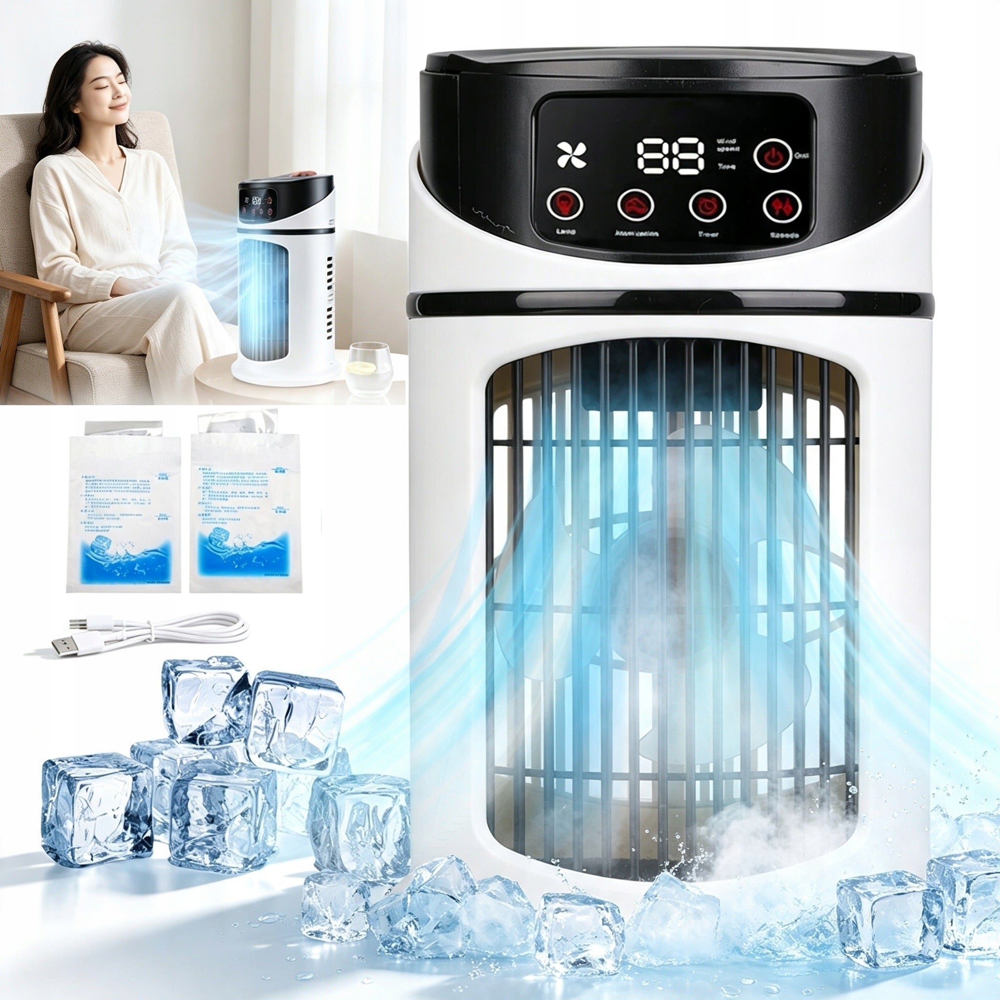 DESK FAN AIR COOLER SMALL HOUSEHOLD USE + USB Manufacturer code H46819US