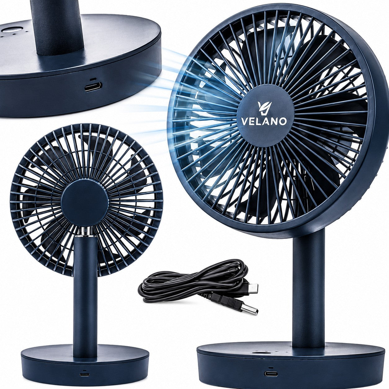 DESK FAN CORDLESS TABLE FAN WIRELESS QUIET USB-C