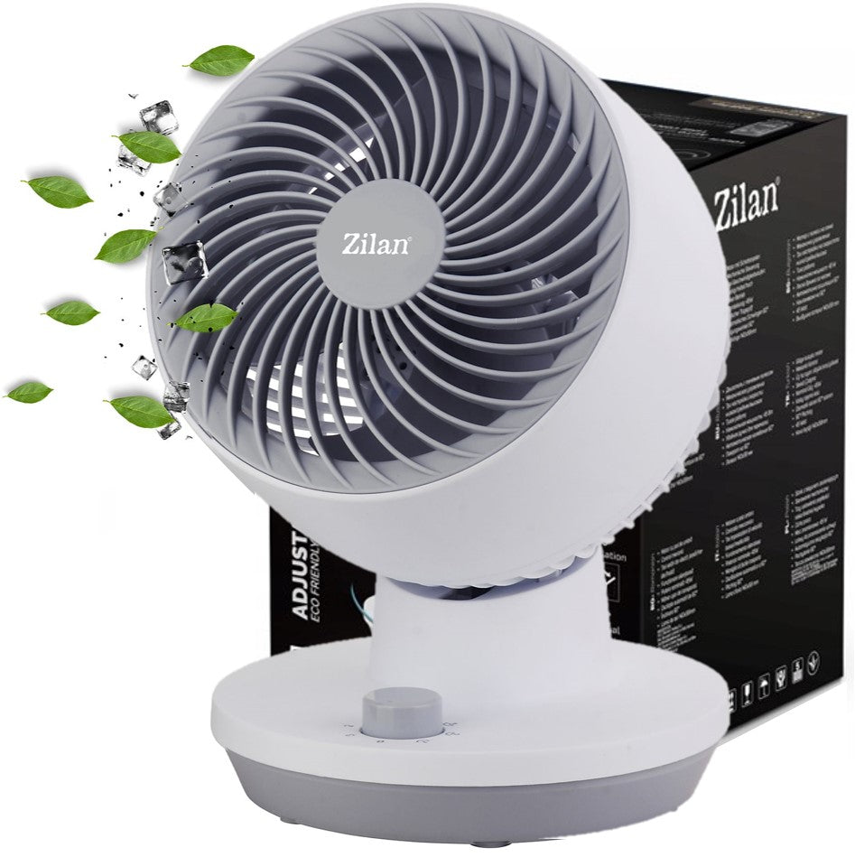 DESK FAN WHITE 3 SPEEDS POWERFUL QUIET 45W Functions oscillation tilt angle adjustment