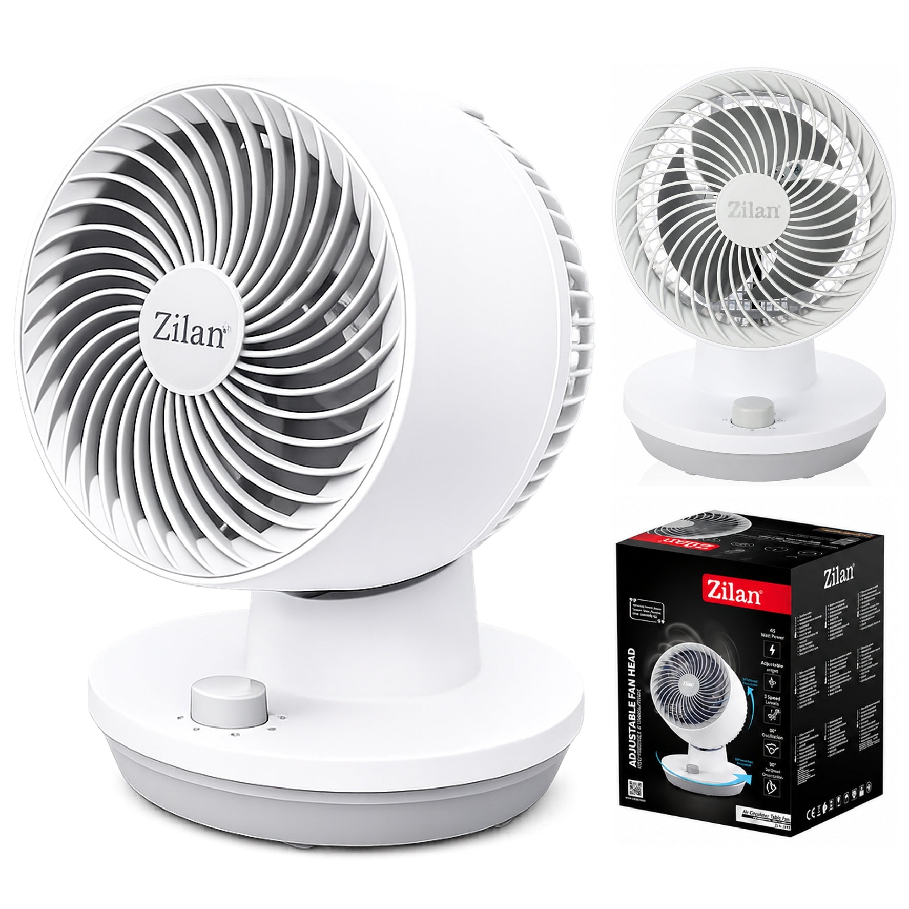 DESK FAN WHITE 3 SPEEDS POWERFUL QUIET 45W