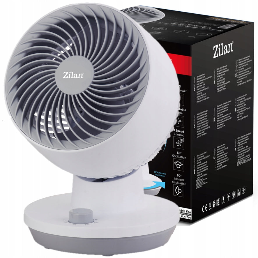 DESK FAN WHITE 3 SPEEDS POWERFUL QUIET 45W