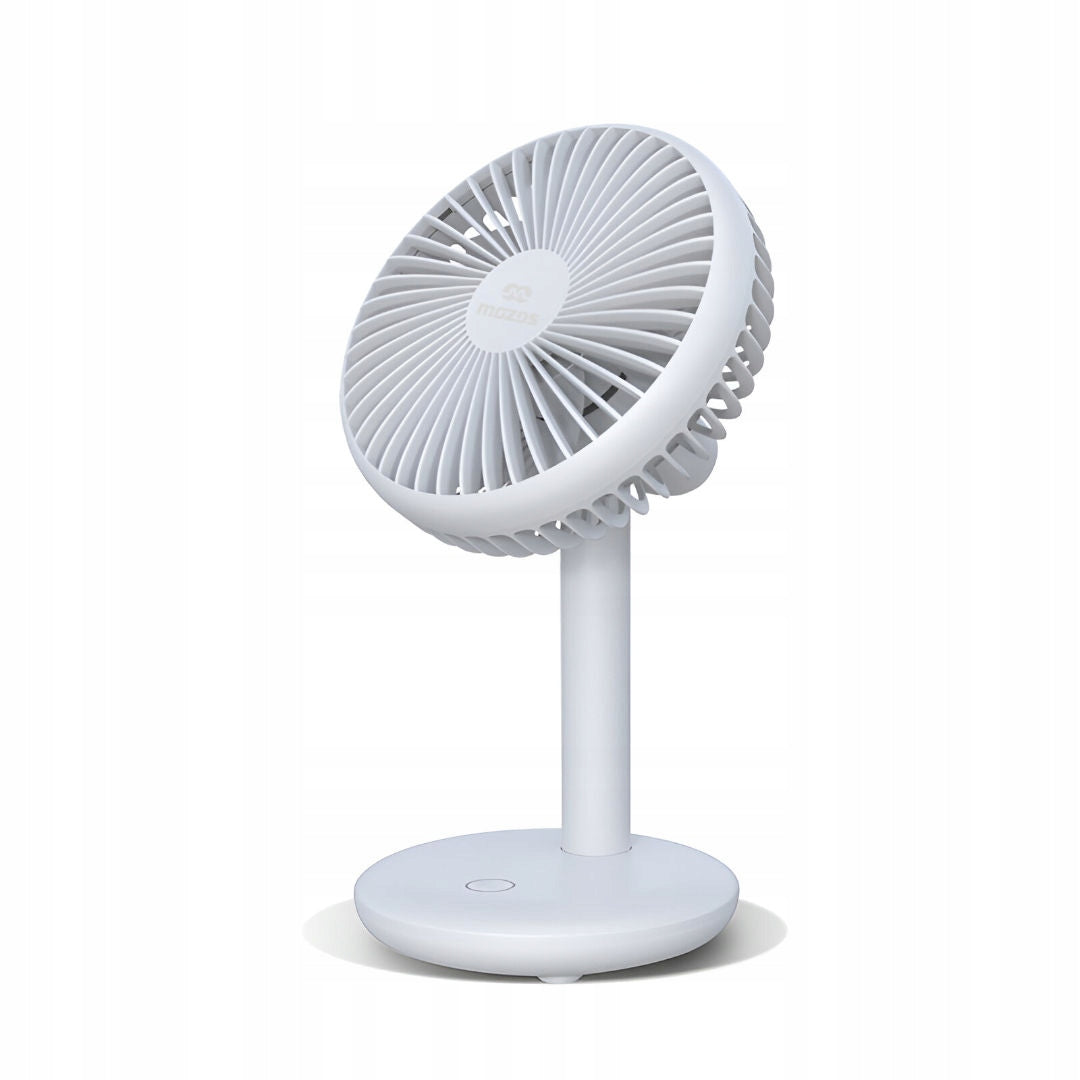 DESK FAN WIRELESS COOLING QUIET PORTABLE RECHARGEABLE USB Additional features horizontal locking energy-saving fan guard rotating head protective cover tilt angle adjustment tilt adjustment height adjustment adjustable height timer carry handle built-in battery overheating protection