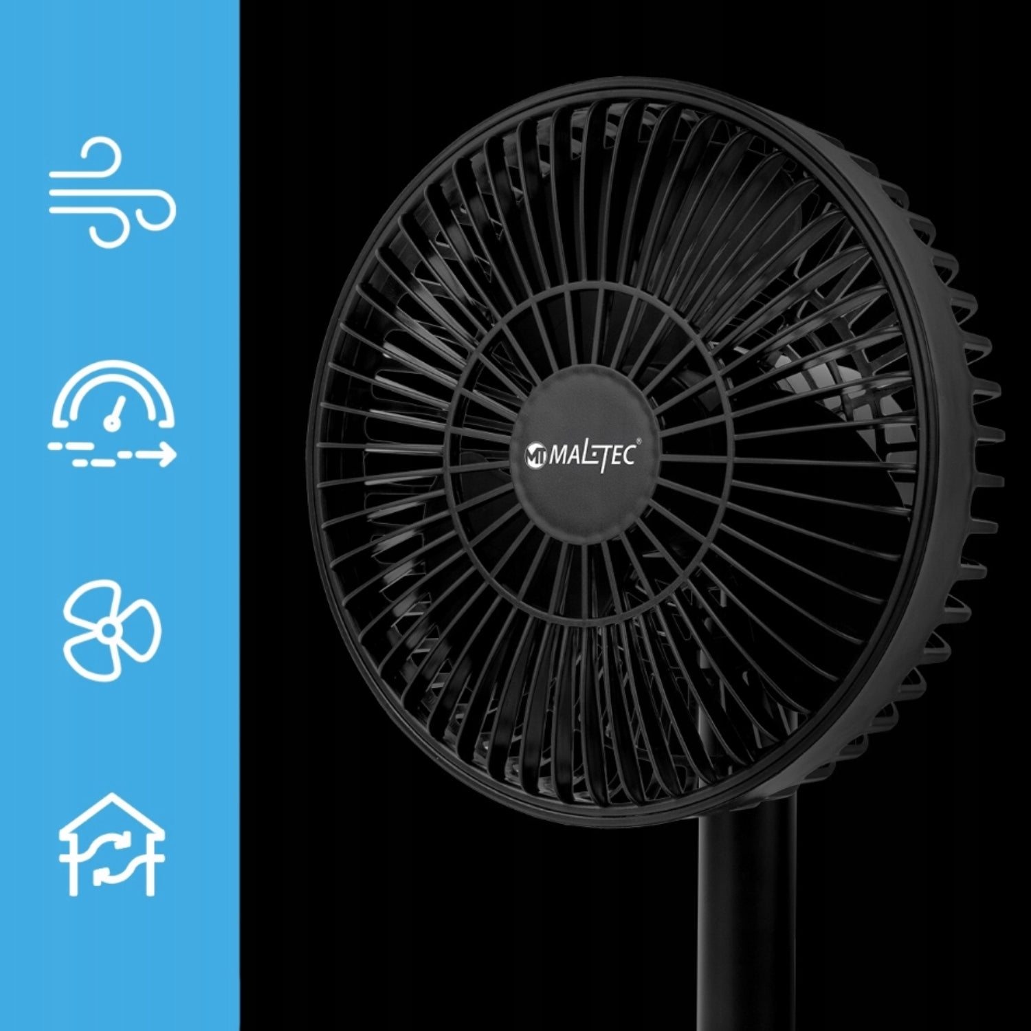 DESK FAN WIRELESS FAN STANDING BATTERY 4000MAH USB QUIET Brand Maltec