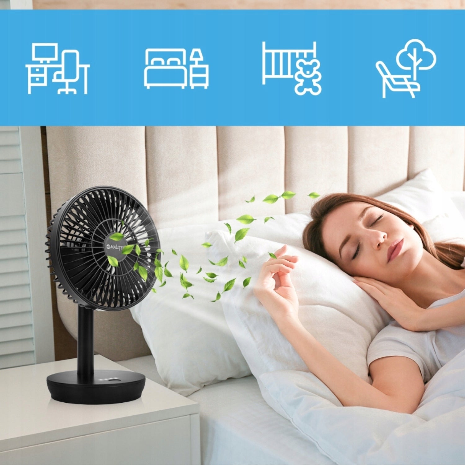 DESK FAN WIRELESS FAN STANDING BATTERY 4000MAH USB QUIET Model Wentylator Bezprzewodowy MalTec CoolDesk