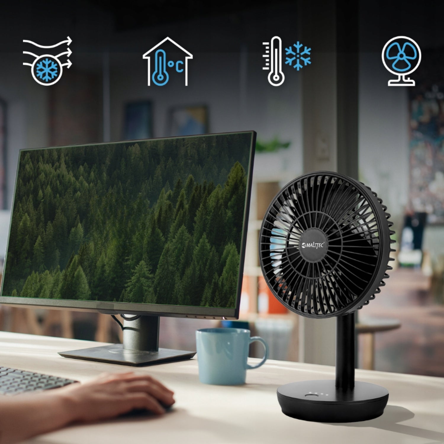 DESK FAN WIRELESS FAN STANDING BATTERY 4000MAH USB QUIET Packaging status original
