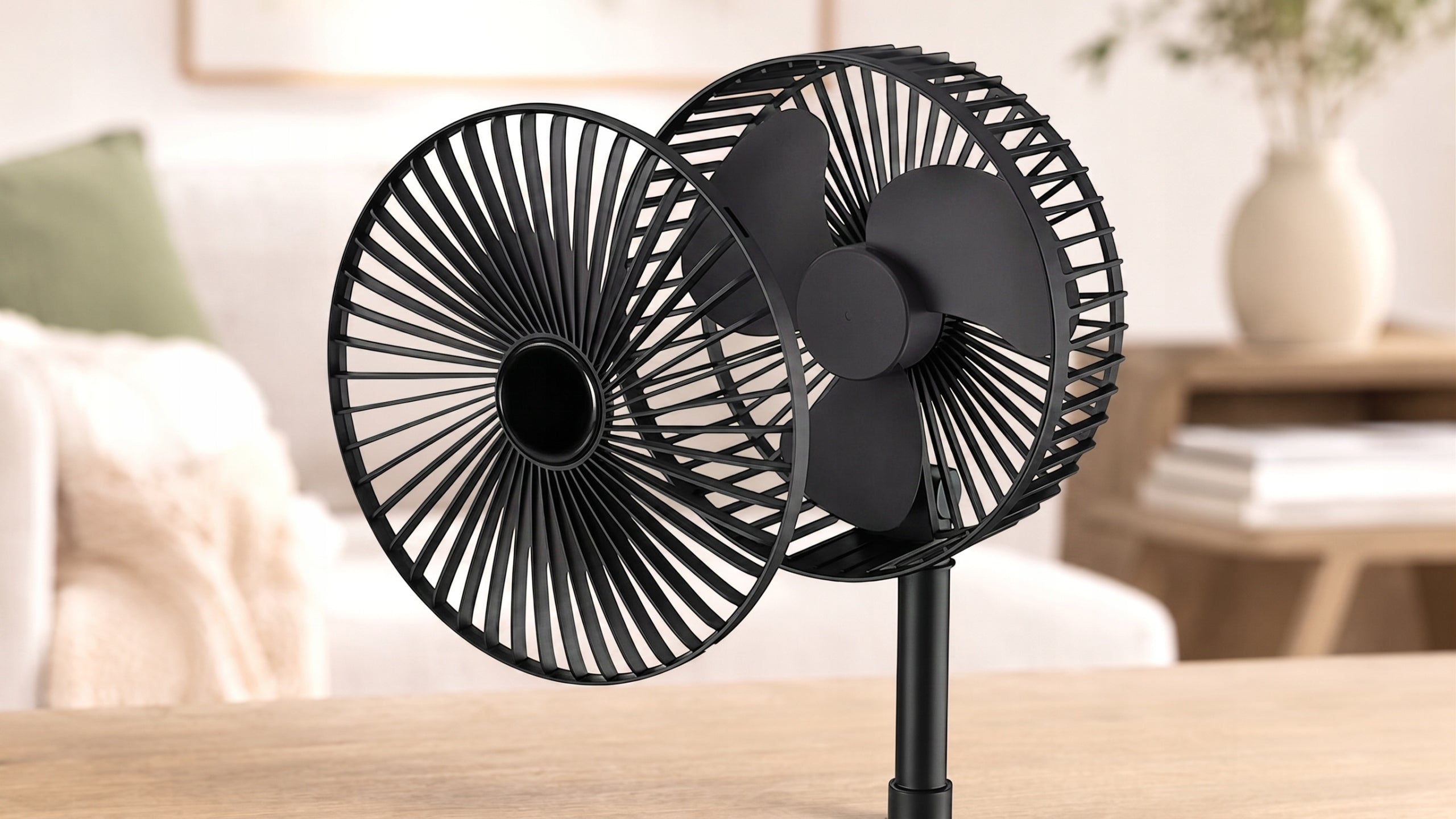 DESK FAN WIRELESS MINI WINDMILL STANDING USB BATTERY FOLDABLE Packaging status original