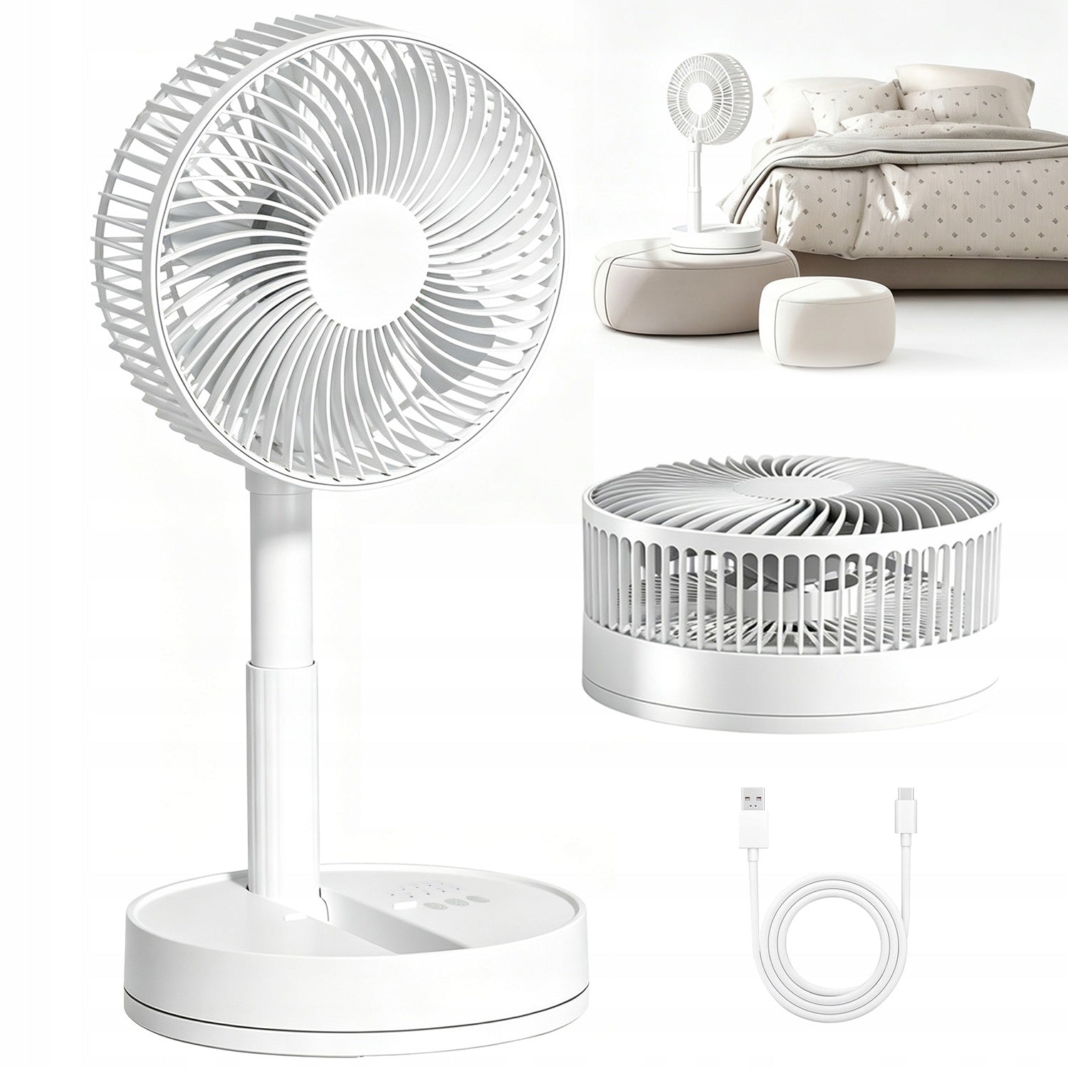 DESK FAN WIRELESS MINI WINDMILL STANDING USB BATTERY FOLDABLE