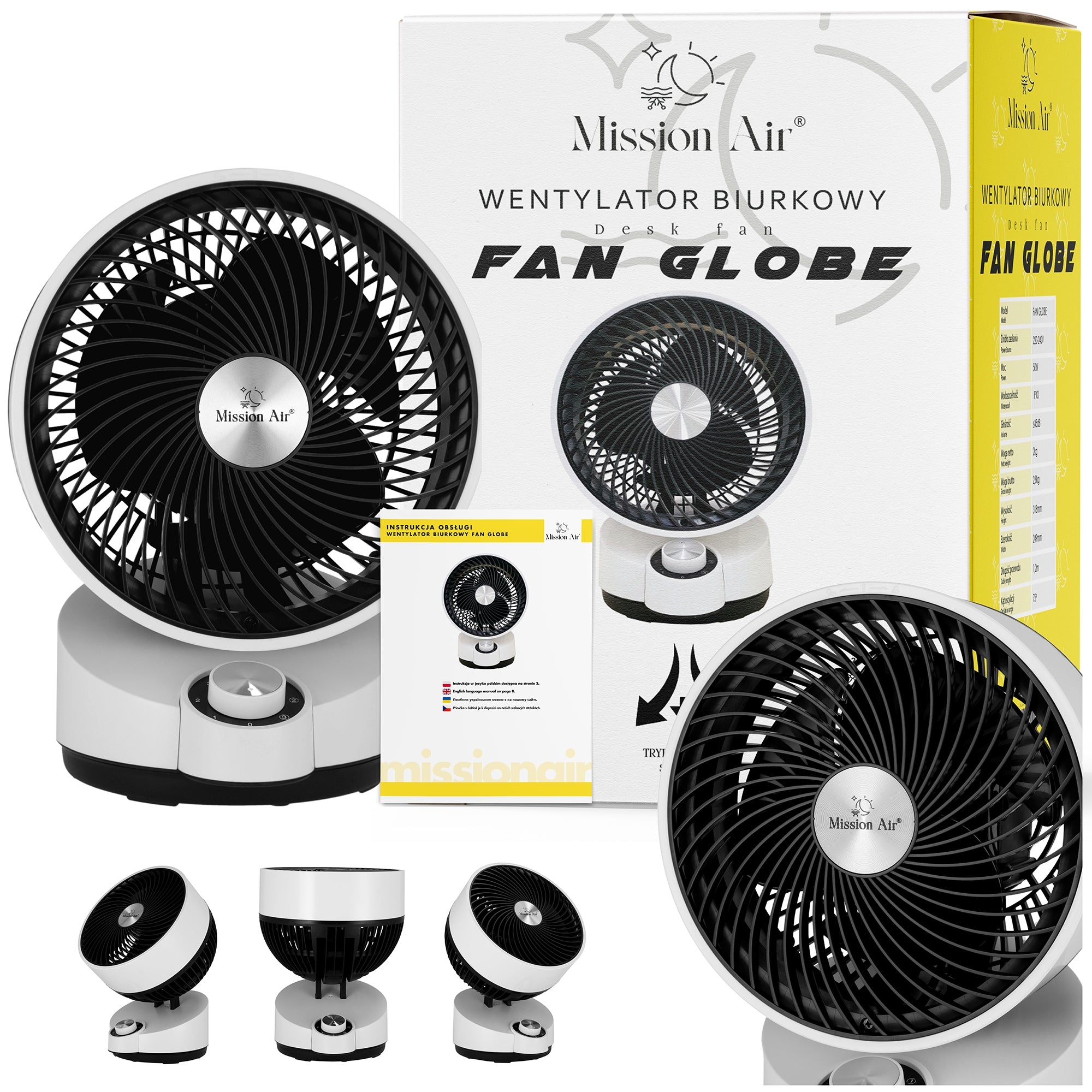 DESK FAN small fan STRONG QUIET circulator GLOBE 50W oscillation Packaging status original