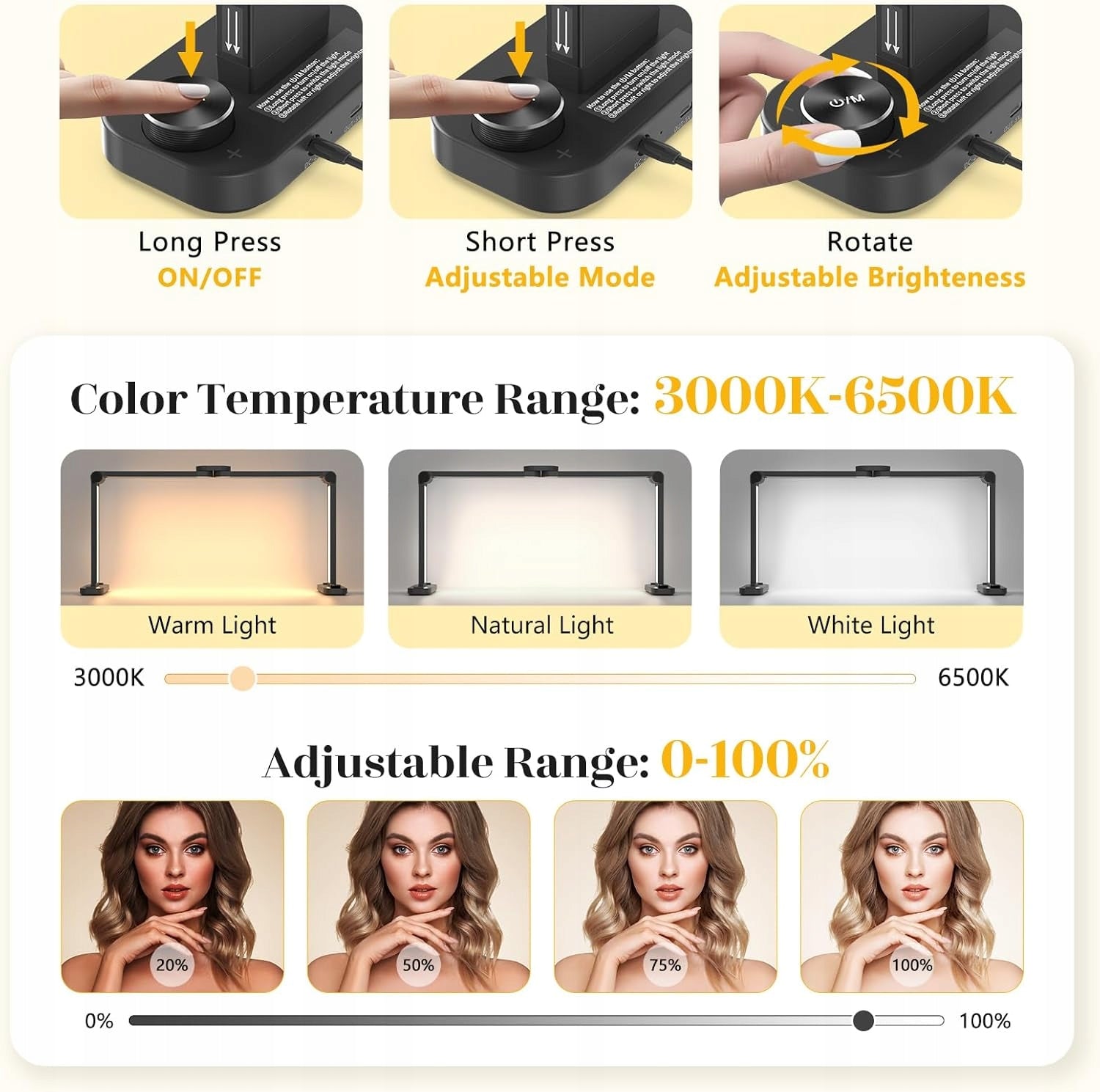 DESK LAMP RECTANGULAR LED 86CM ADJUSTABLE FOR MANICURE TATTOO EYELASHES Packaging status original