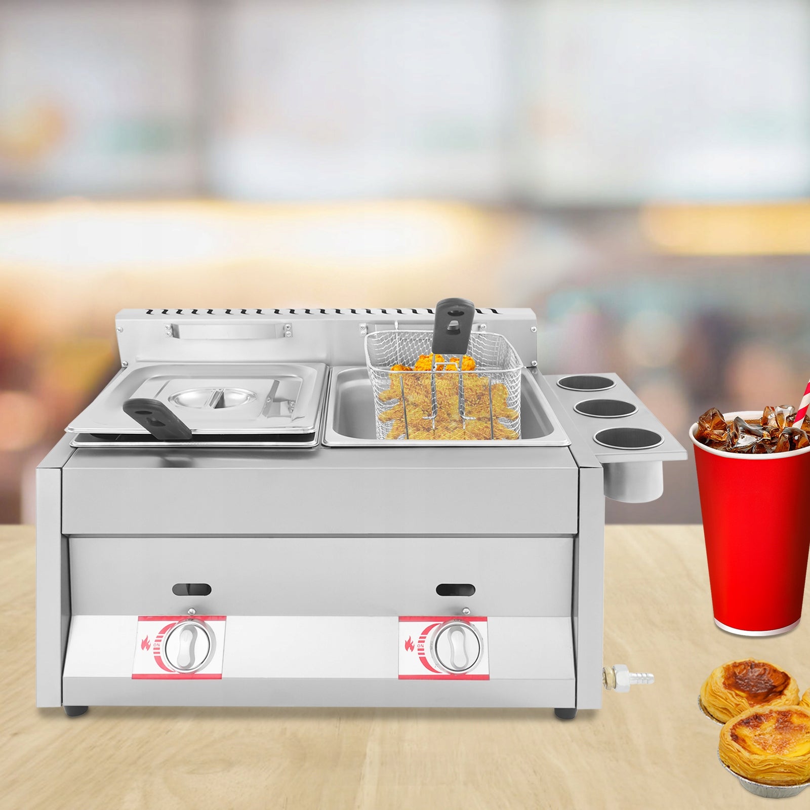DESKTOP COMMERCIAL 6LX2 DUAL-CYLINDER GAS FRYER Packaging status original