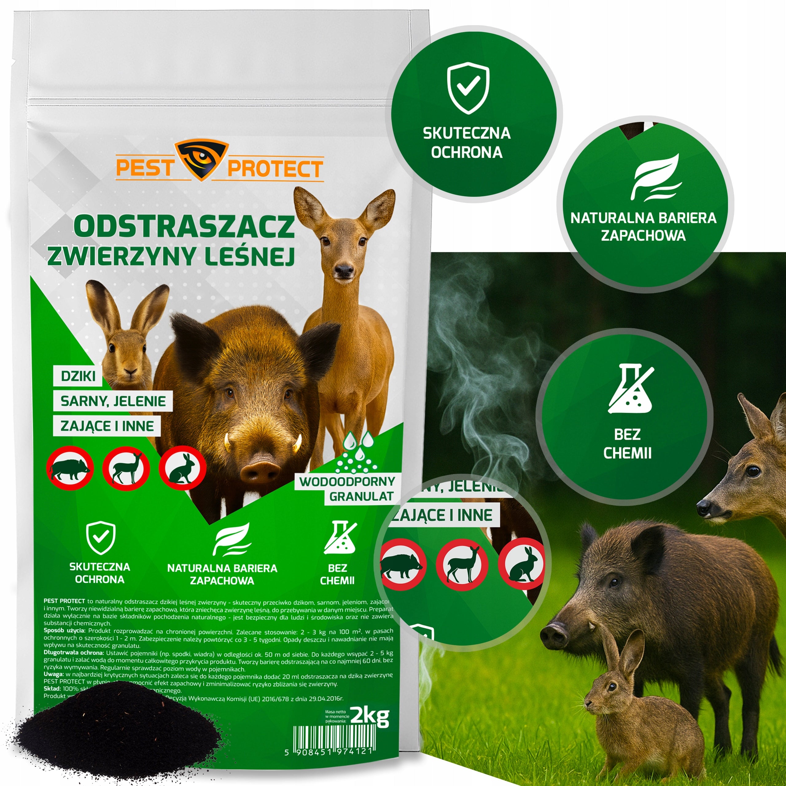 DETERRENT REMEDY FOR WILD BOAR DEER HARE NATURAL GRANULES 2KG EAN (GTIN) 5908451974121