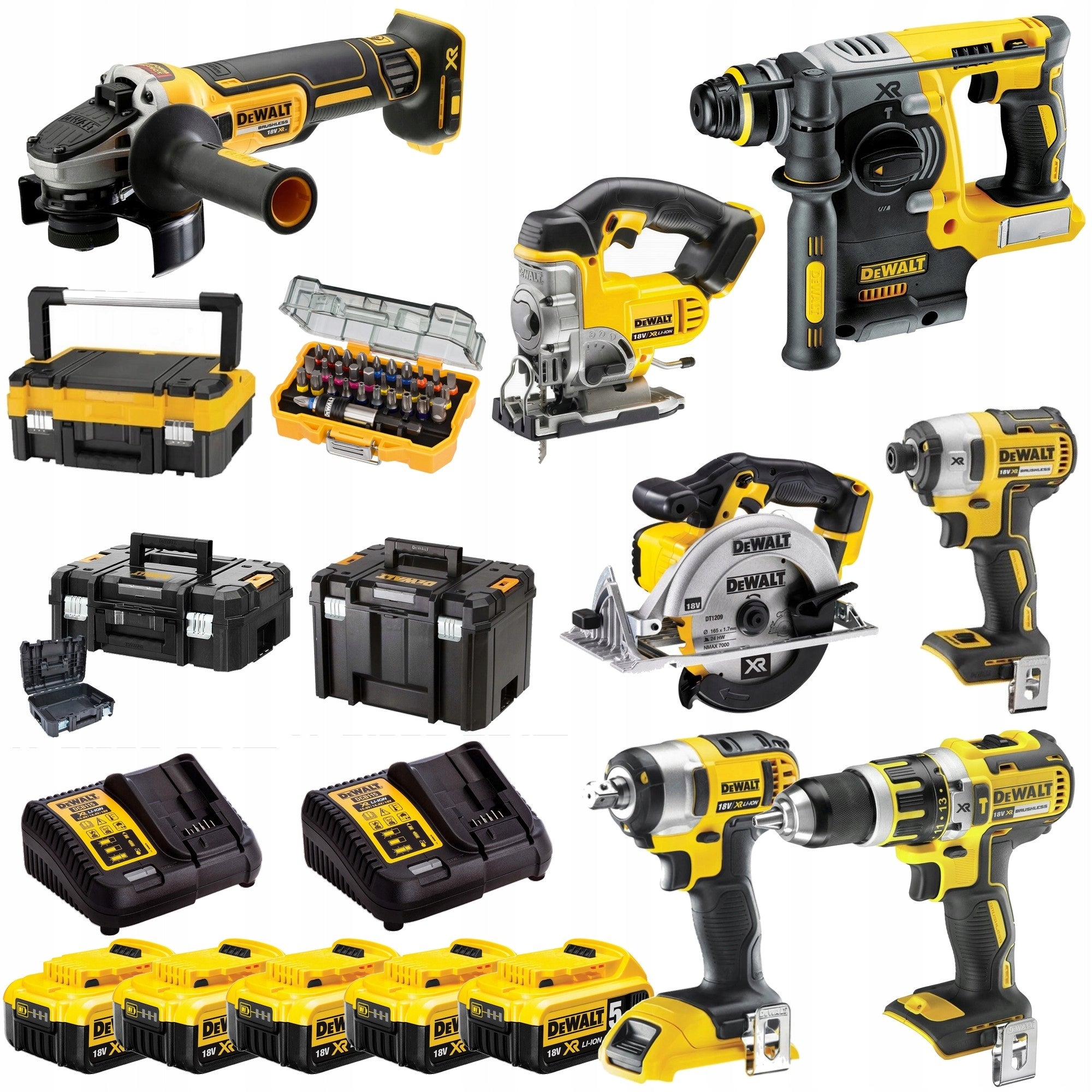 DEWALT COMBO TOOL SET 7 element 18V 5x5.0Ah